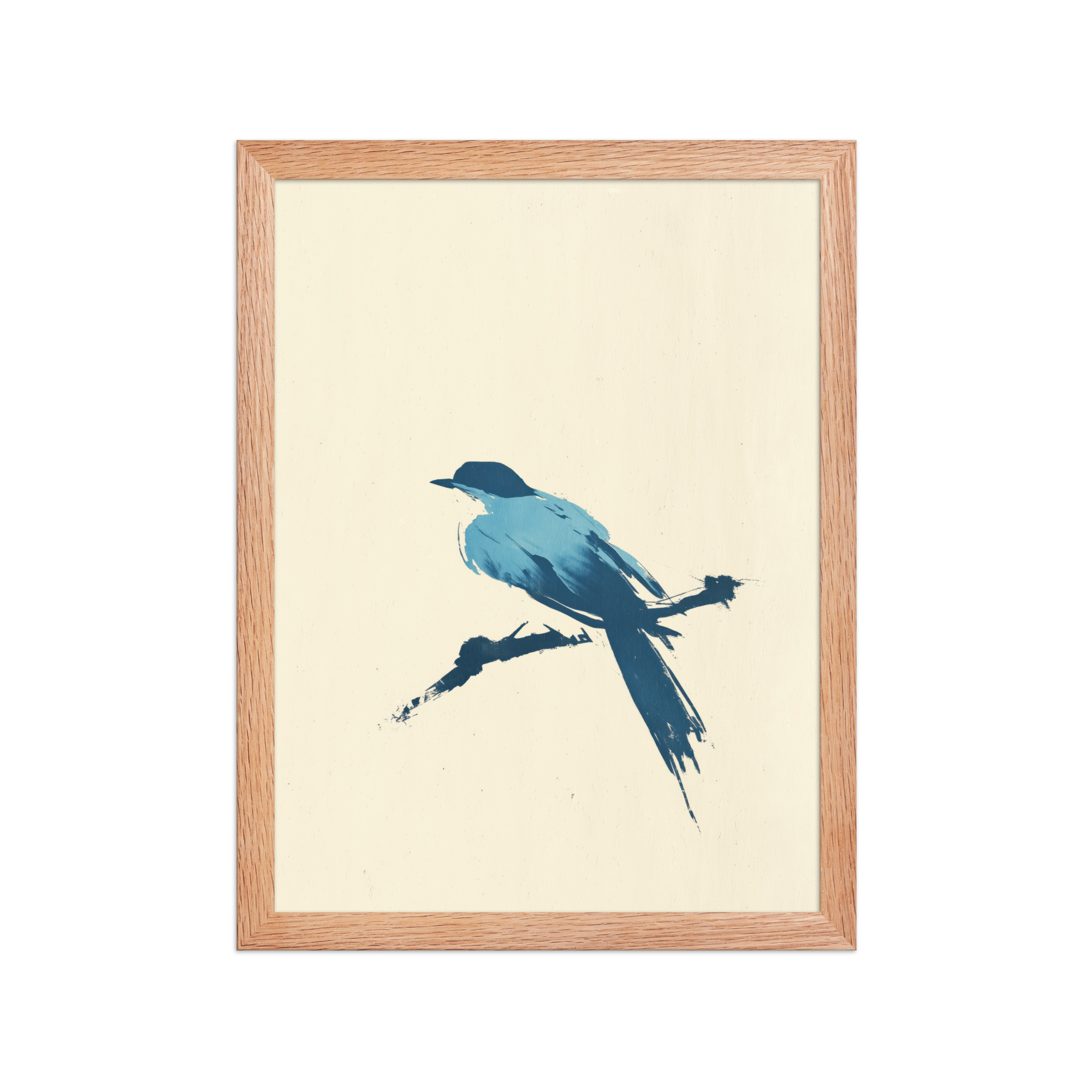 Bluebird Perch — Minimal Brush Bird on Branch Wall Decor — Framed Poster - Image 11