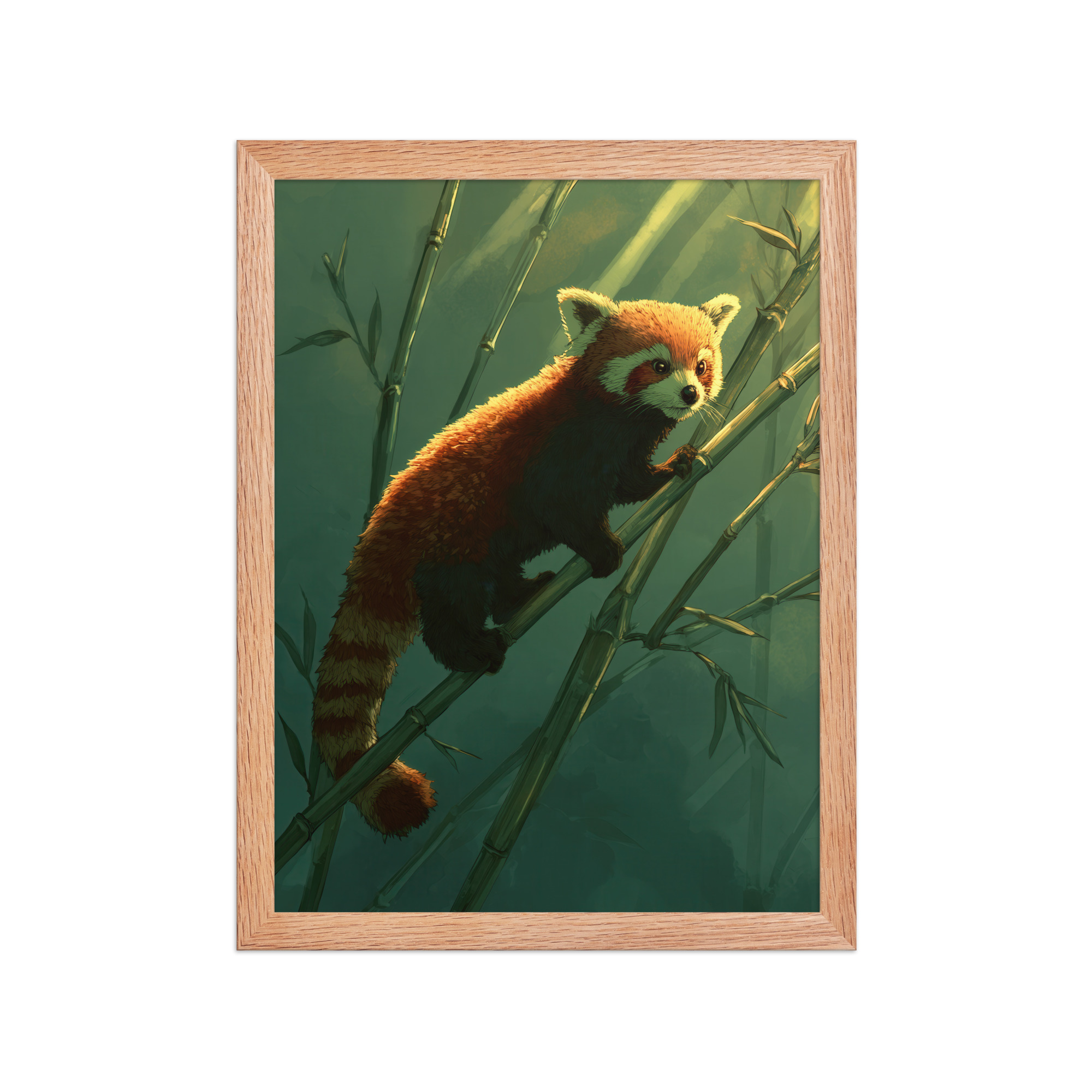 Bamboo Climber — Red Panda in Lush Green Bamboo Wall Decor — Framed Poster - Image 11
