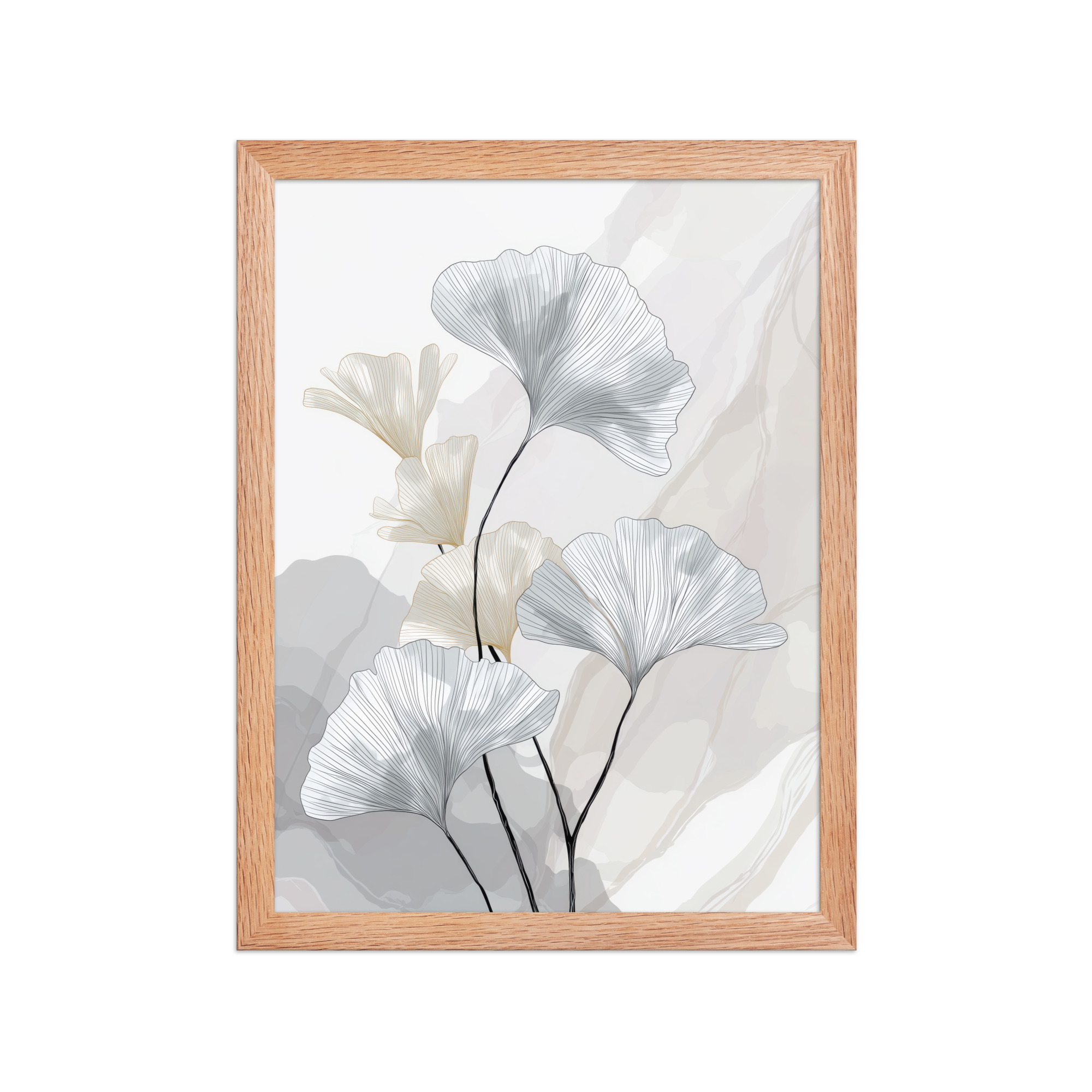 Ginkgo Harmony (Pale Edition) — Line Art Botanical Wall Decor — Framed Poster - Image 9
