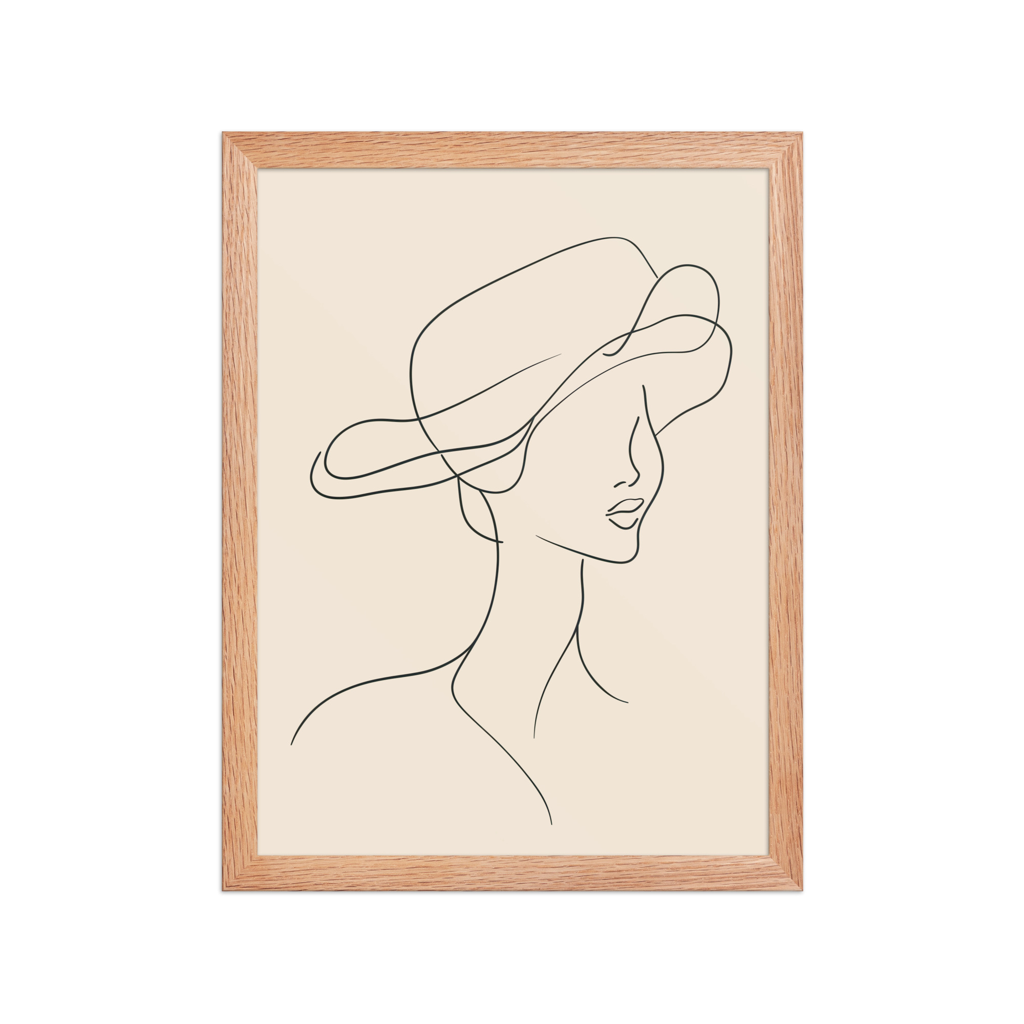 Woman in the Wind — Minimal Line Art Portrait Wall Art — Framed Poster - Image 6
