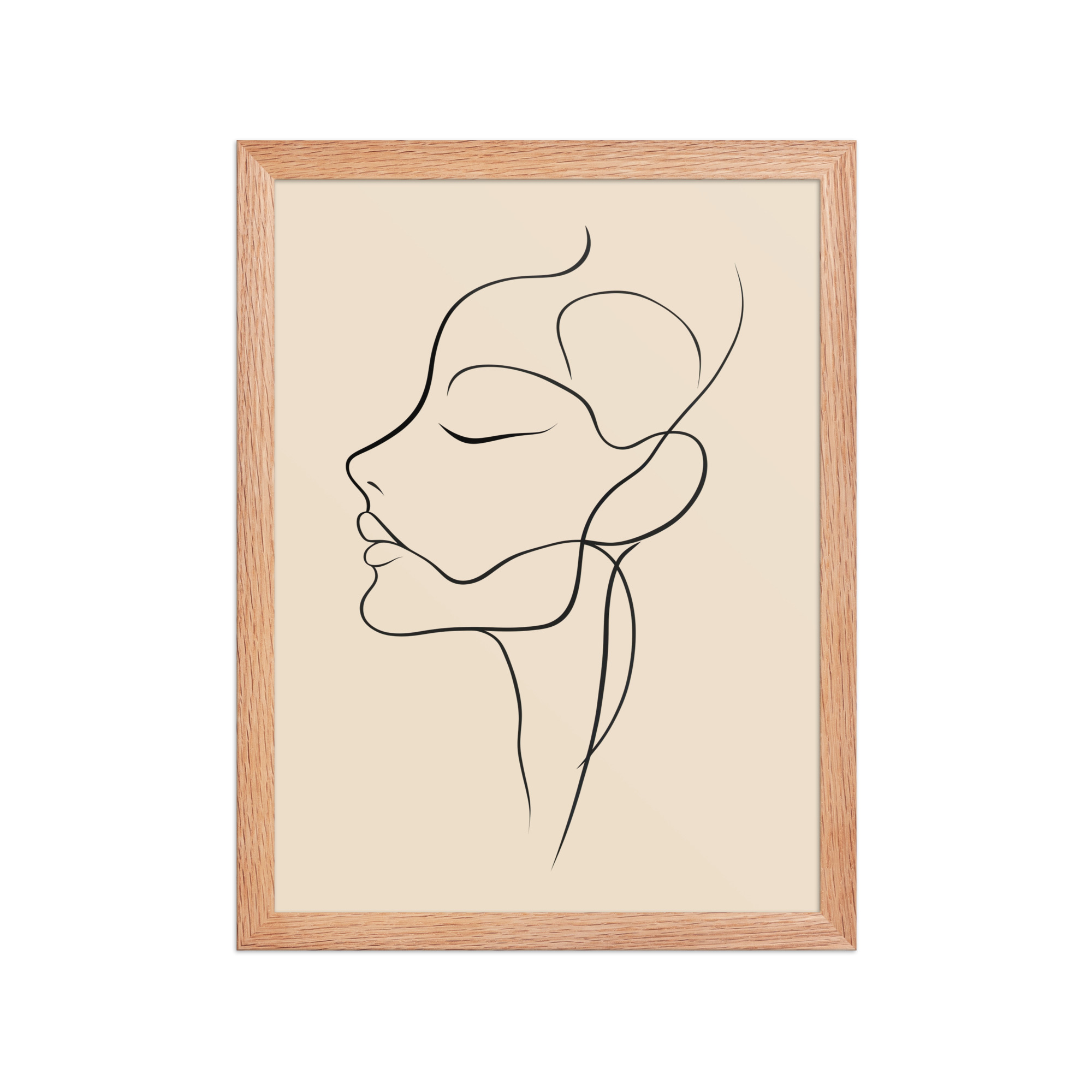 Serenity in Profile — Minimal Line Face Wall Art — Framed Poster - Image 6