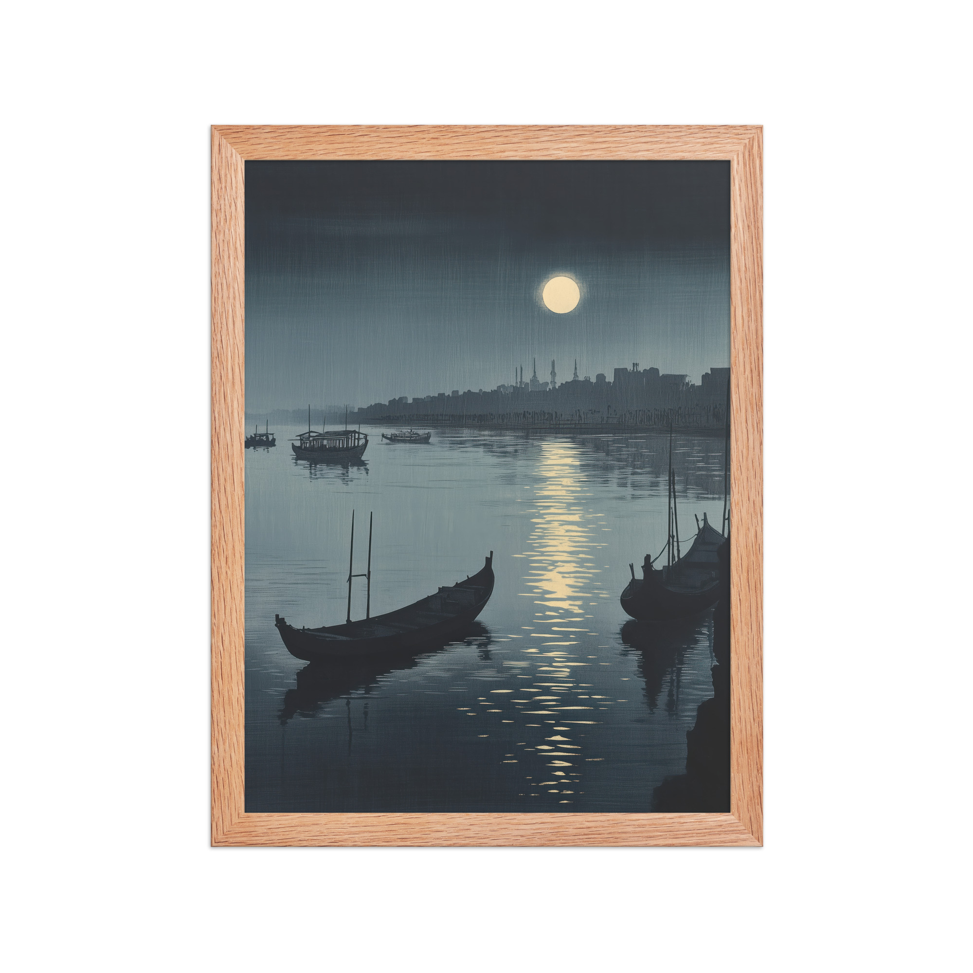Moonlit Reflection Sumida — River Boats, Nocturne Japanese Landscape Wall Art — Framed Poster - Image 11