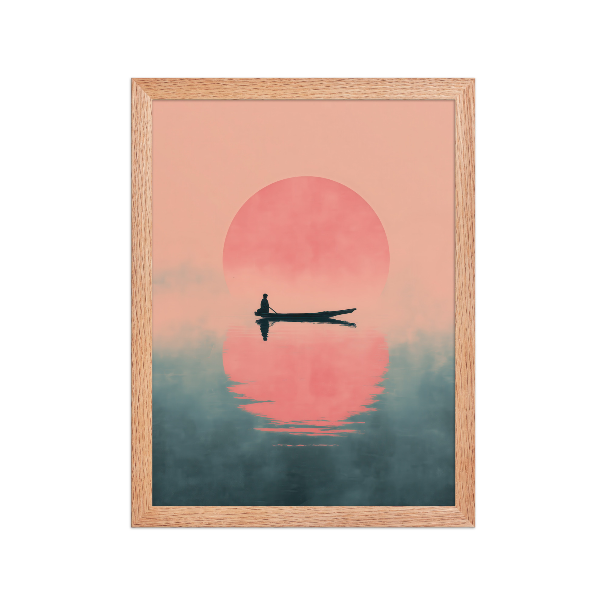 Fisherman in Misty Dawn — Minimal Sunrise Boat Wall Art — Framed Poster - Image 11