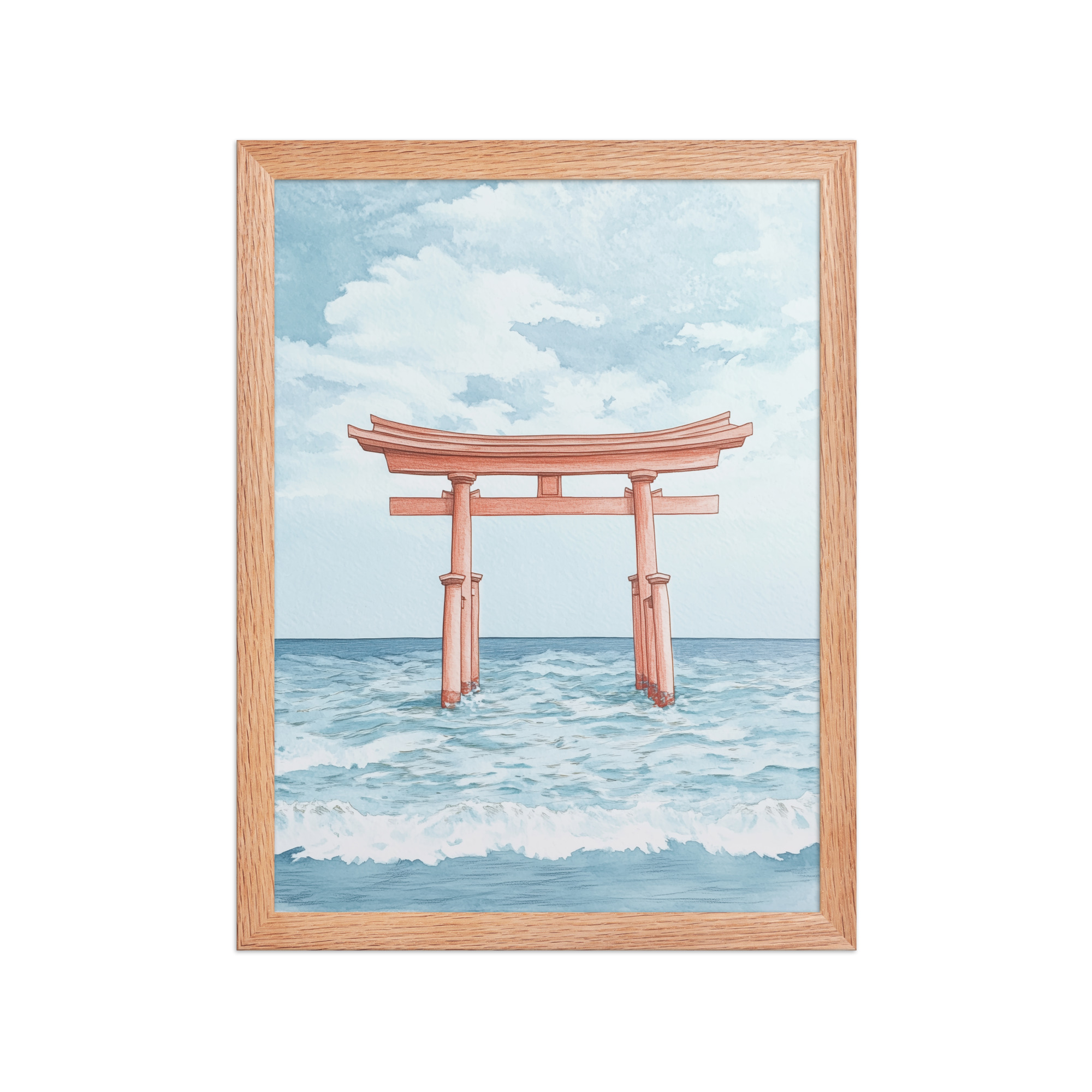 Torii Gate Waves — Coastal Shinto Shrine Wall Decor — Framed Poster - Image 11