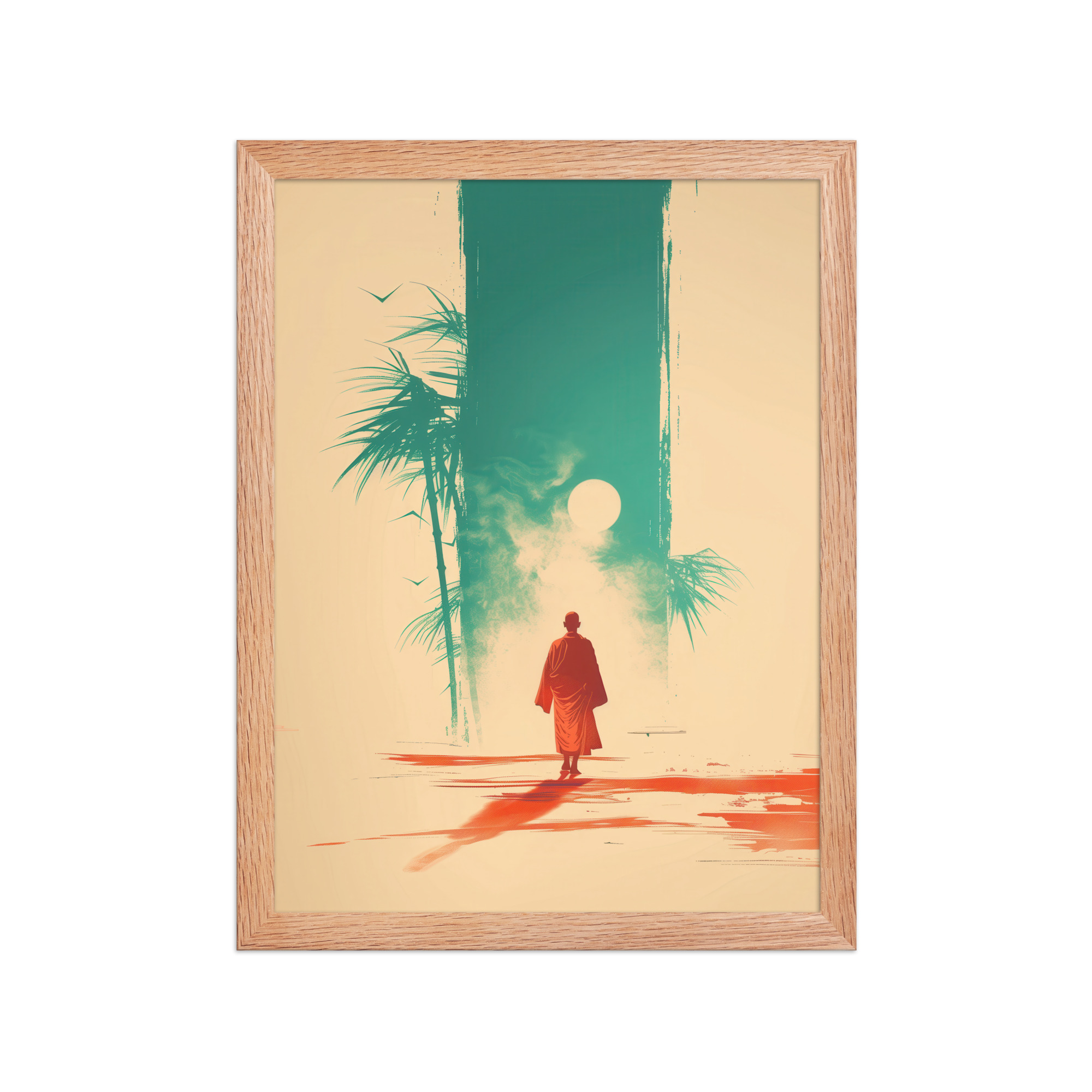 Solitary Monk – Bamboo Journey Japandi Zen Wall Art – Framed Poster - Image 11