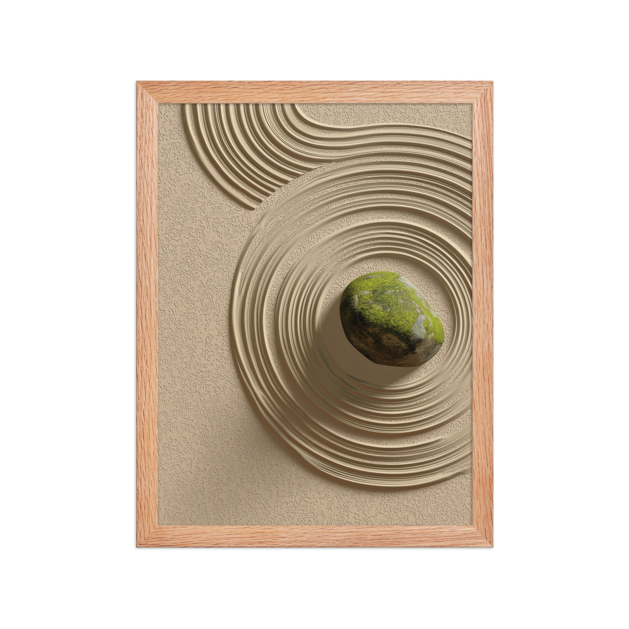 Zen Garden Harmony – Moss Stone I Minimal Wall Art – Framed Poster - Image 10