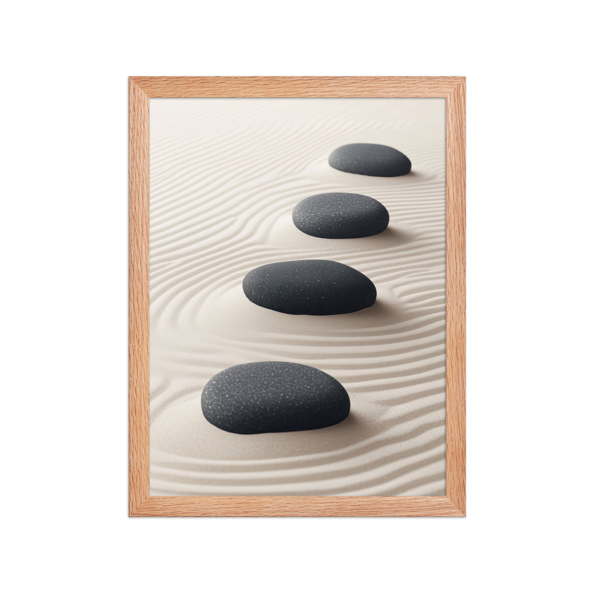 Zen Balance – Charcoal Stones on Sand Minimal Wall Art – Framed Poster - Image 11