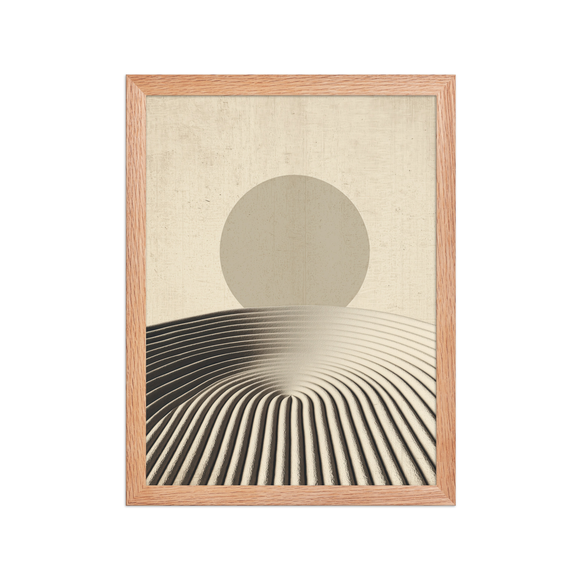 Zen Dune Sun – Raked Sand Dunes with Minimal Sun Wall Art – Framed Poster - Image 11