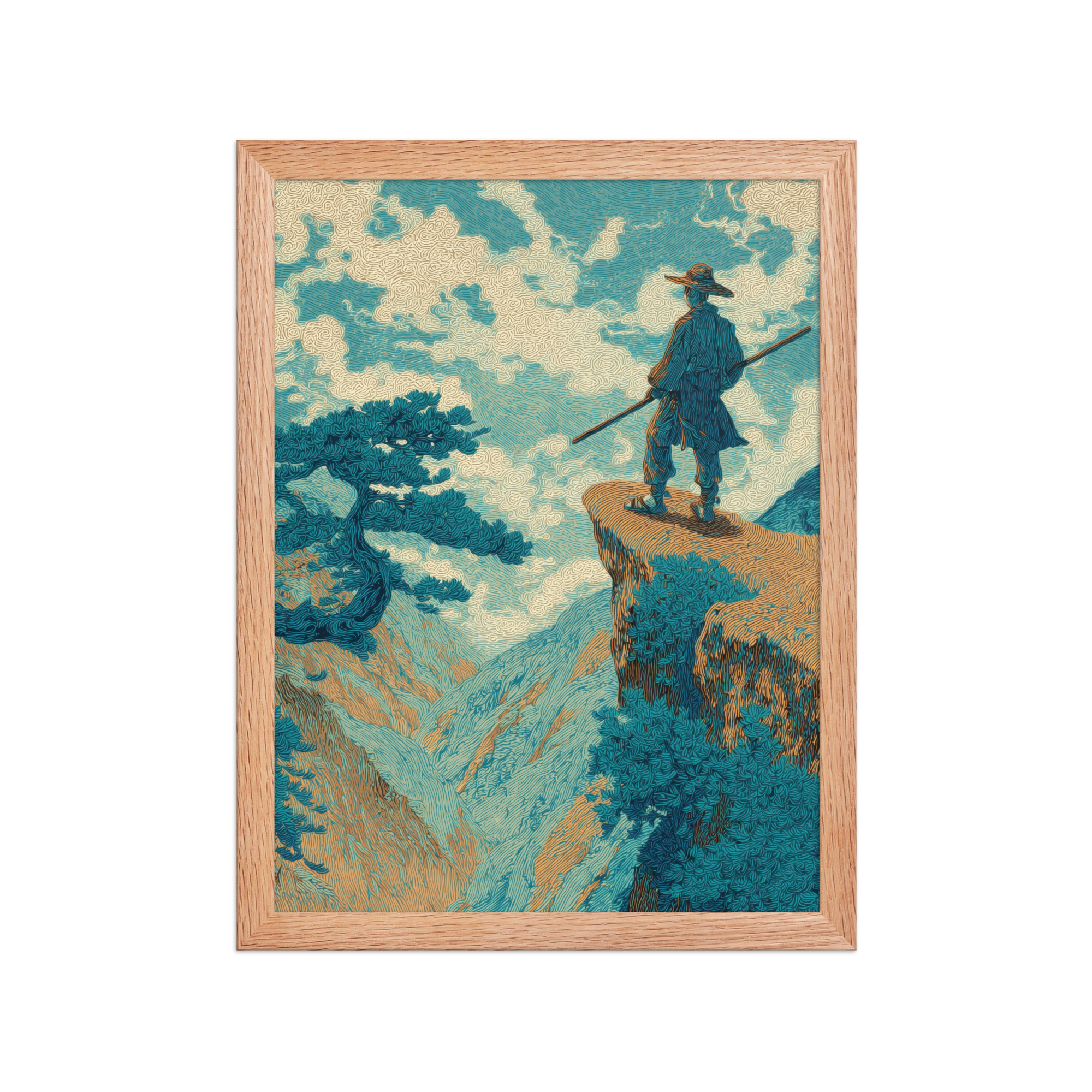 Cliff Wanderer I Hokusai – Vintage Ukiyo-e Cliff Landscape Wall Art – Framed Poster - Image 8
