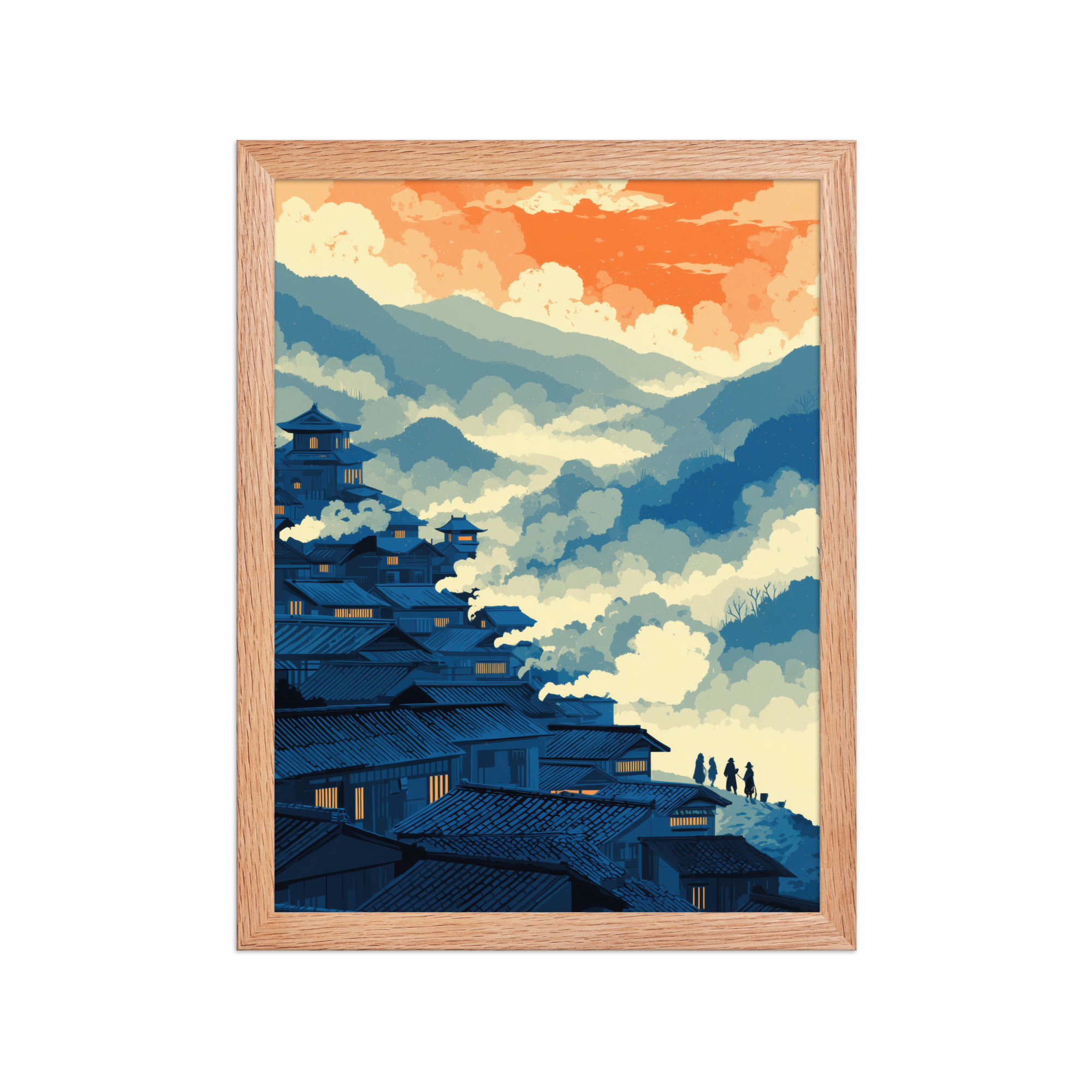 Twilight Over Hillside Village – Ukiyo-e Wall Art Print – Framed Poster - Image 9