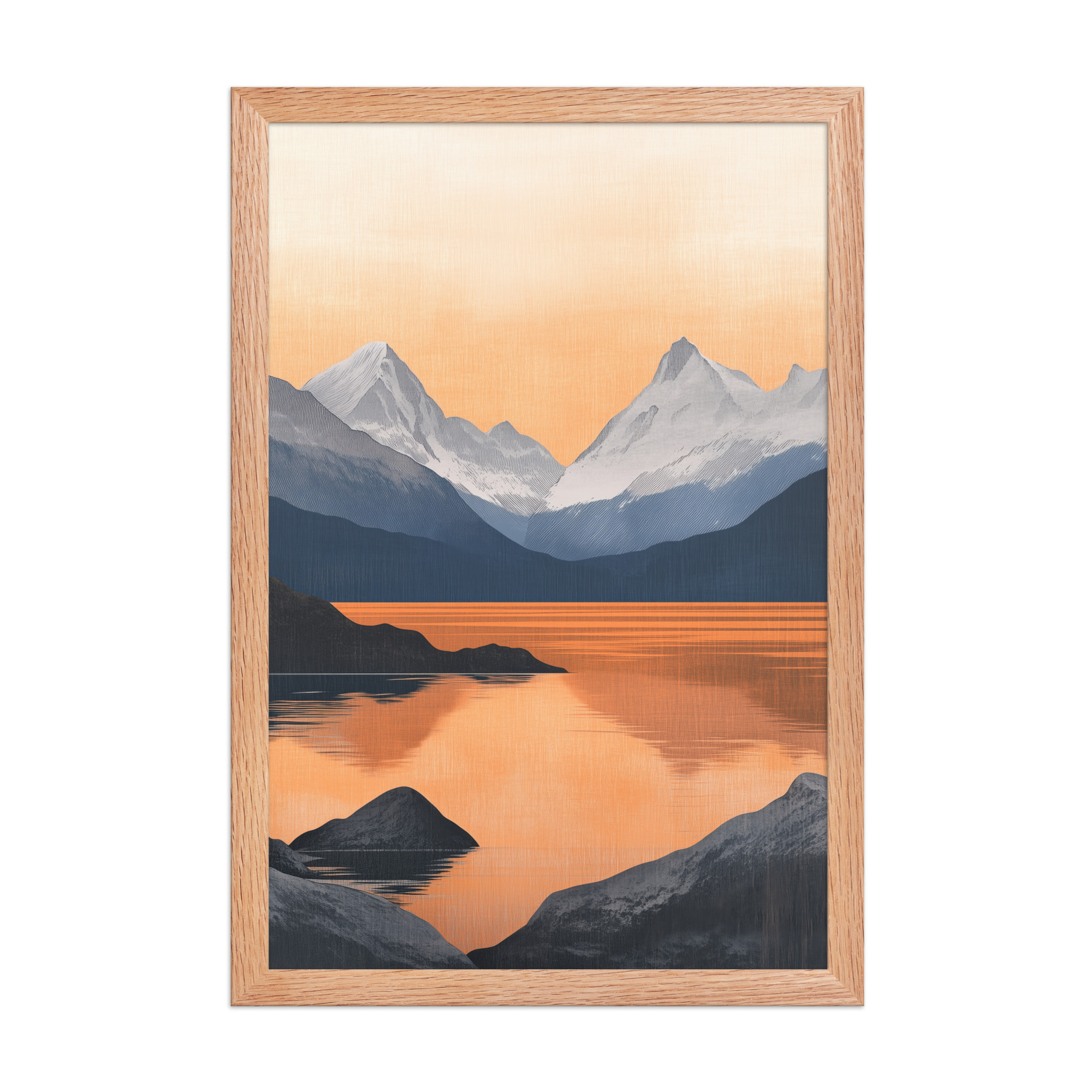 Nordic Sunset Reflections — Serene Mountain Lake Panorama Landscape Wall Art — Framed Poster - Image 10