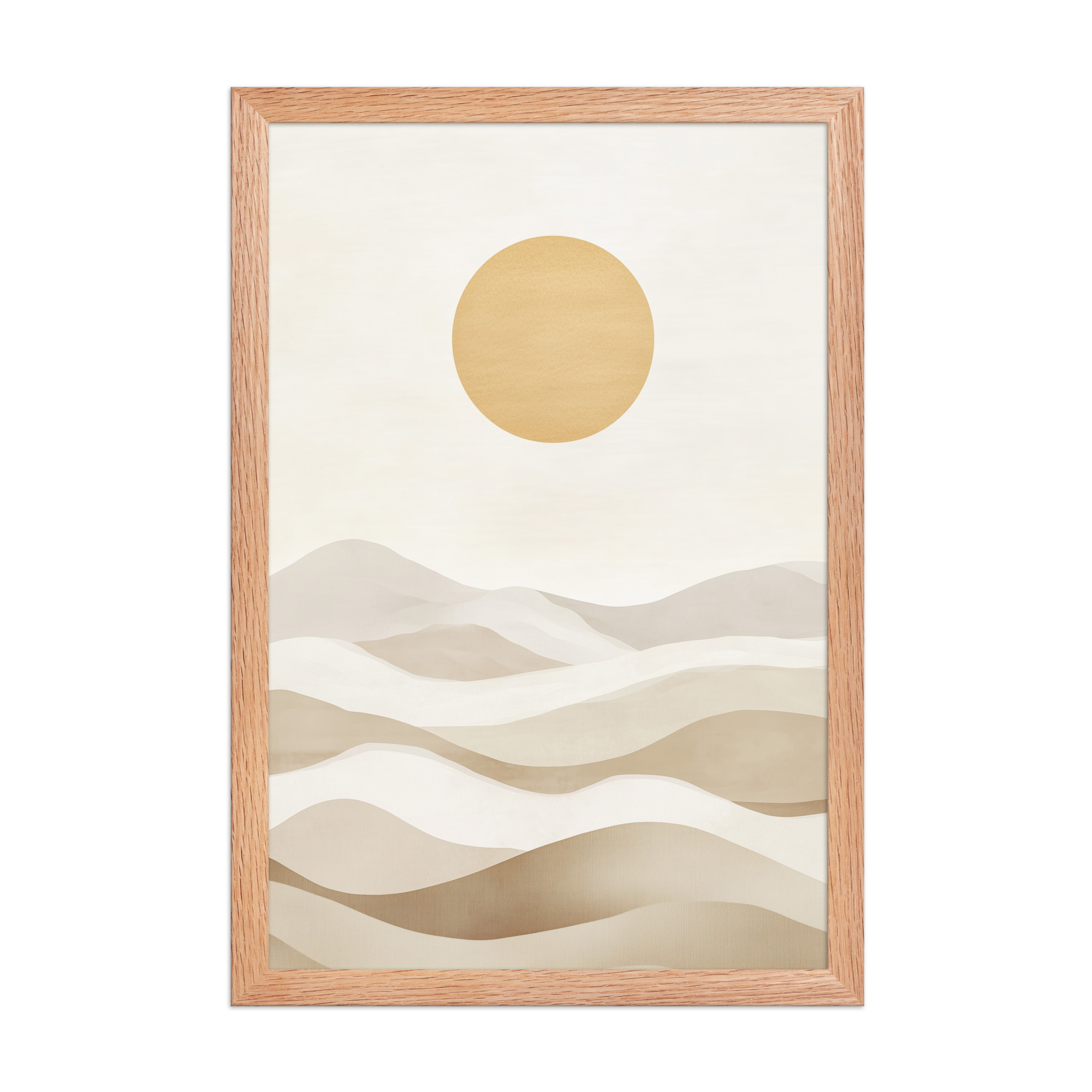 Minimal Dunes and Golden Sun — Japandi Desert Landscape Wall Decor — Framed Poster - Image 10