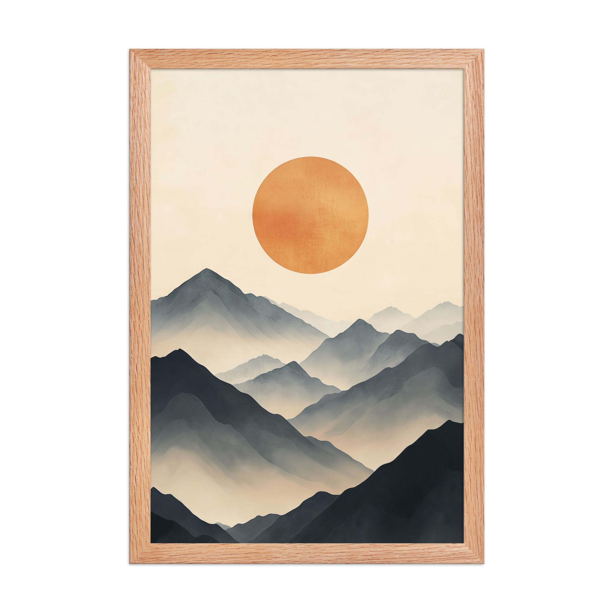 Layered Serenity — Neutral Misty Mountains Wall Decor — Framed Poster - Image 10