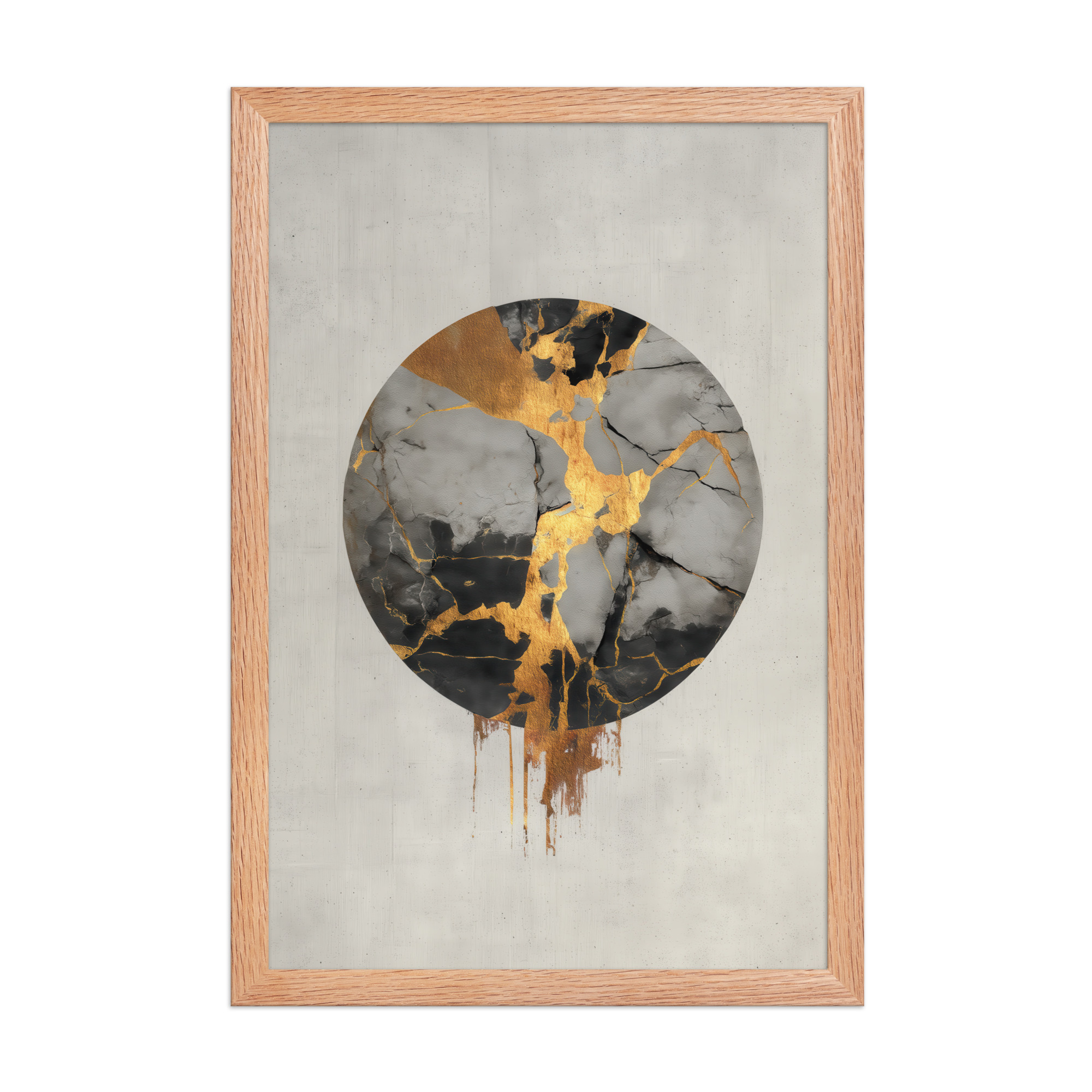 Broken Circle Golden Soul — Kintsugi Marble Circle Art with Gold Veins — Framed Poster - Image 11