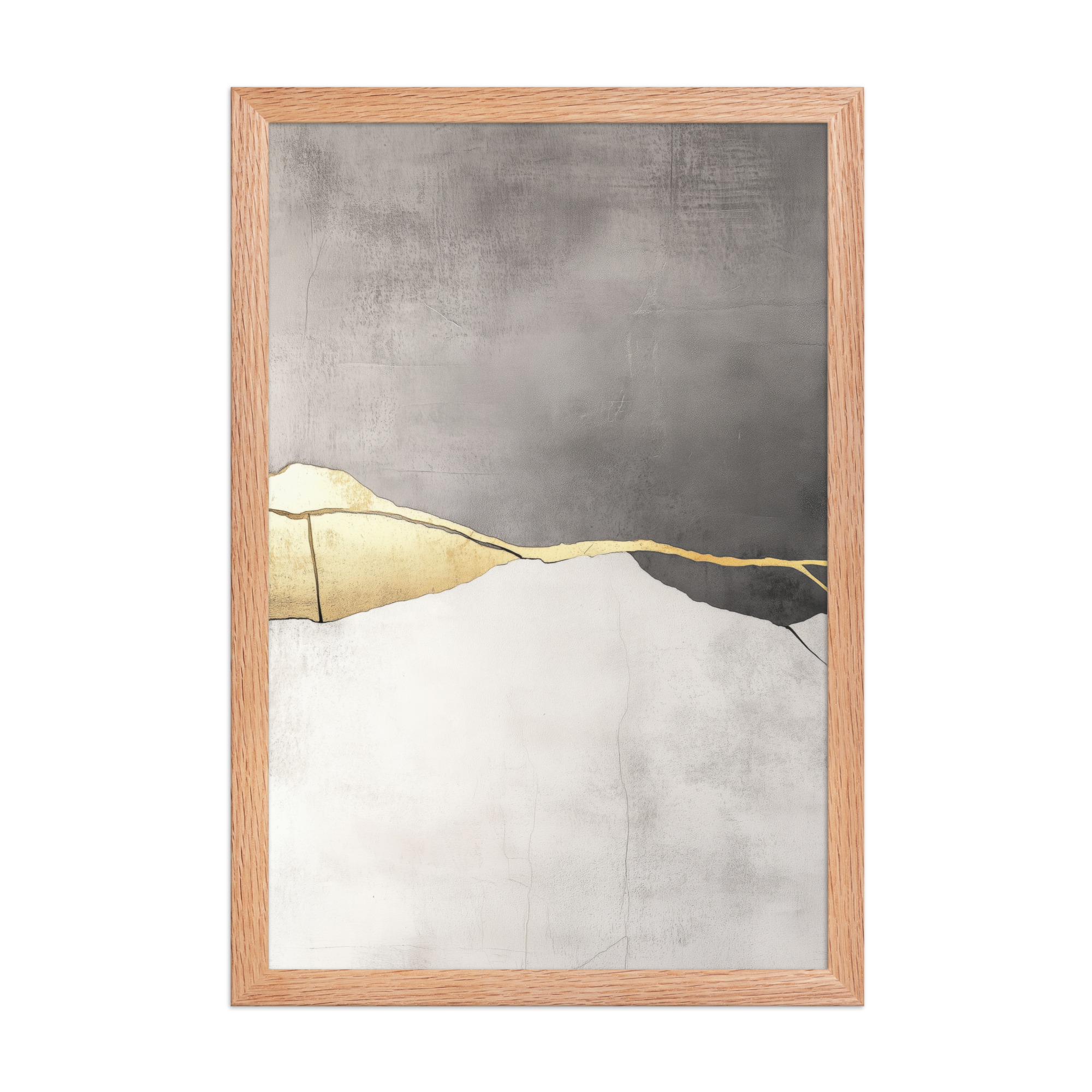 Cracked Harmony — Kintsugi Horizon Abstract with Gold Seam Wall Decor — Framed Poster - Image 8