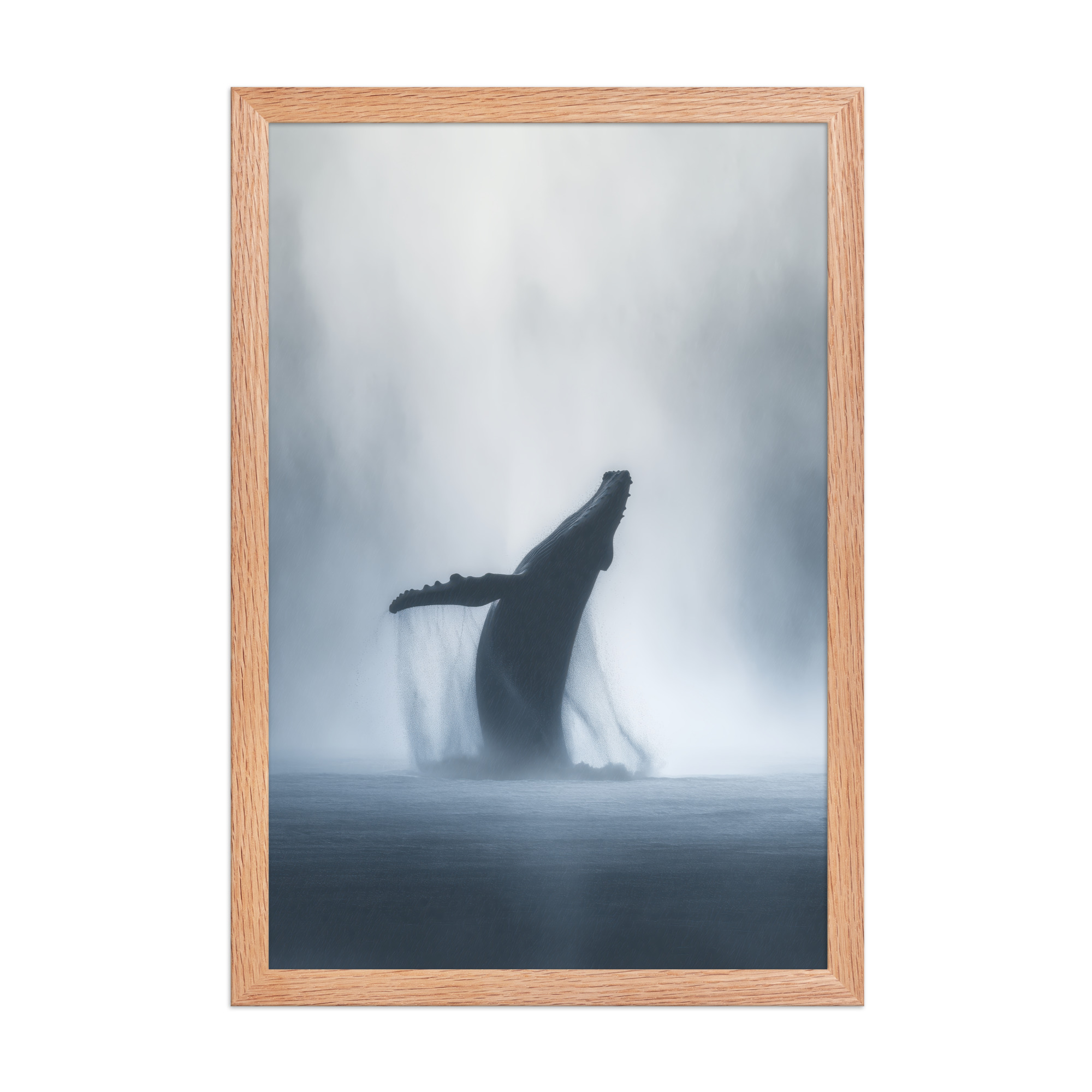 Whale in the Mist — Humpback Breach in Foggy Seascape Wall Decor — Framed Poster - Image 12