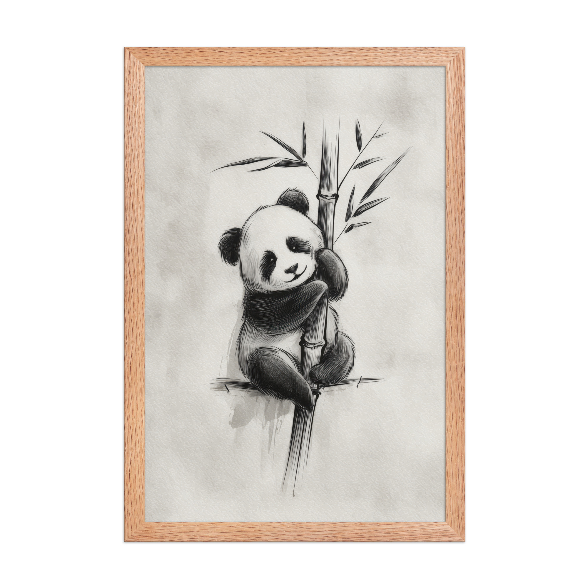 Gentle Hug on Bamboo — Panda Ink Illustration in Black & White Wall Decor — Framed Poster - Image 12