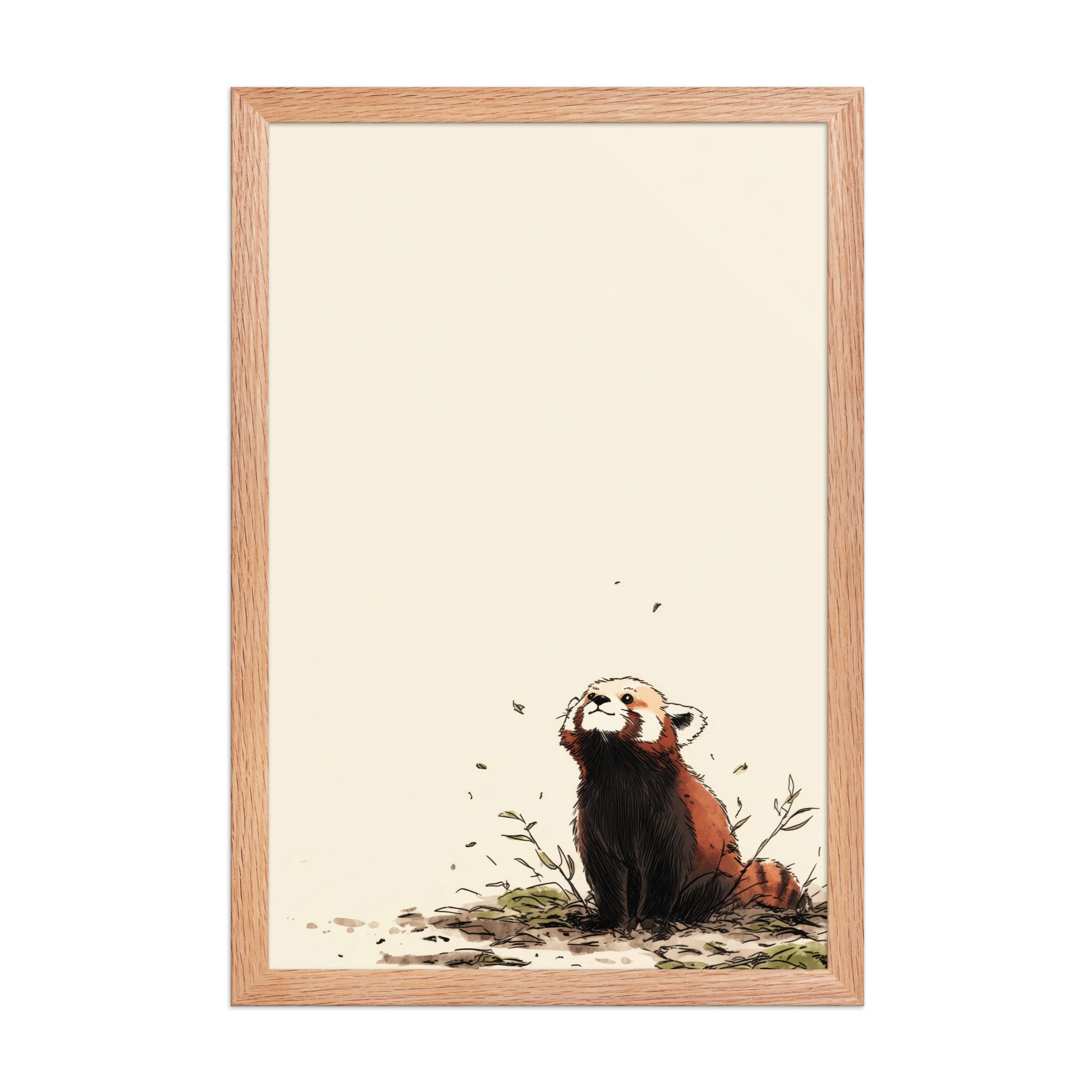 Red Panda in the Wind — Minimal Illustrated Animal Wall Art — Framed Poster - Image 10