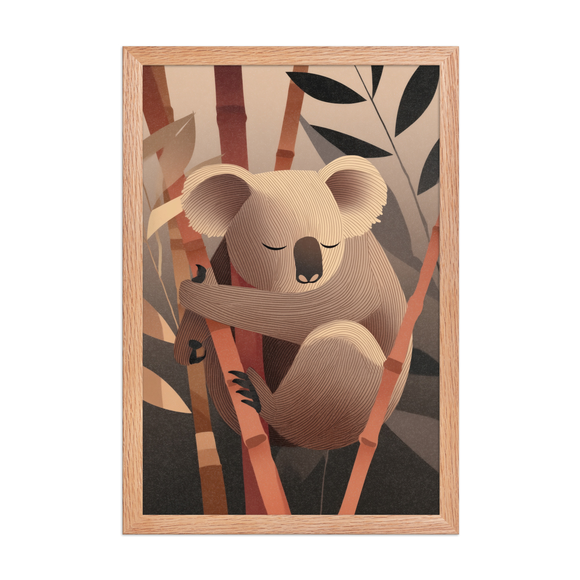 Koala Dreams in Bamboo — Minimal Sleeping Koala in Warm Tones Wall Decor — Framed Poster - Image 12