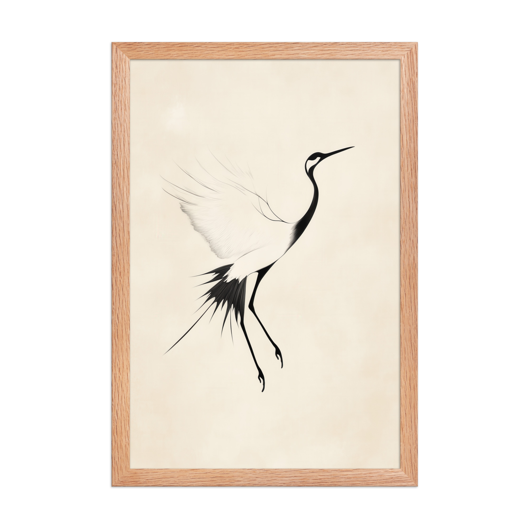 Crane of Still Winds — Red-Crowned Crane Minimal Ink Art — Framed Poster - Image 12