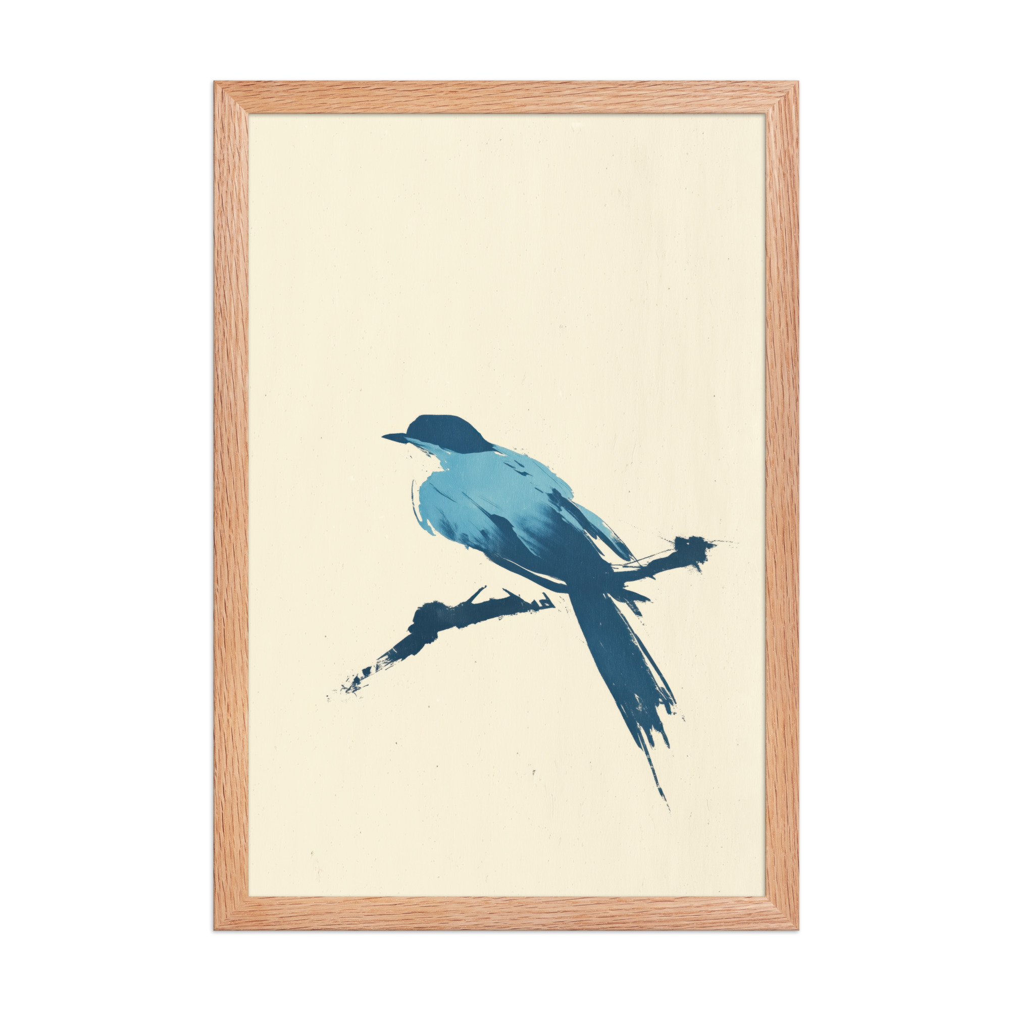 Bluebird Perch — Minimal Brush Bird on Branch Wall Decor — Framed Poster - Image 12