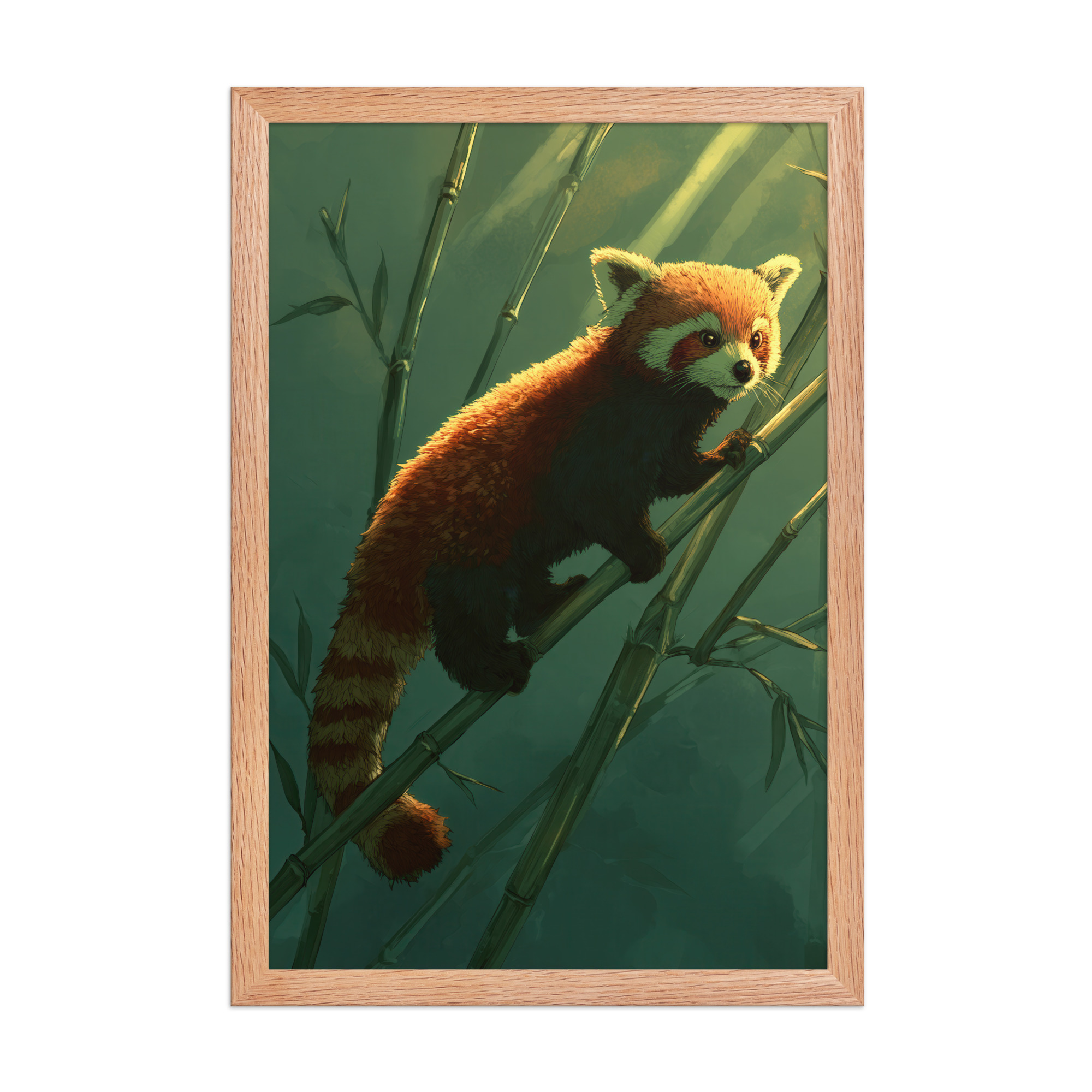 Bamboo Climber — Red Panda in Lush Green Bamboo Wall Decor — Framed Poster - Image 12