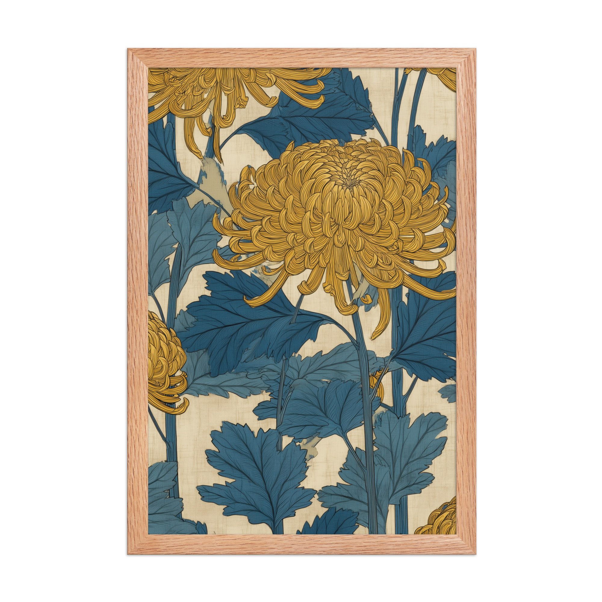 Amber Chrysanthemum — Japandi Floral Wall Decor — Framed Poster - Image 8