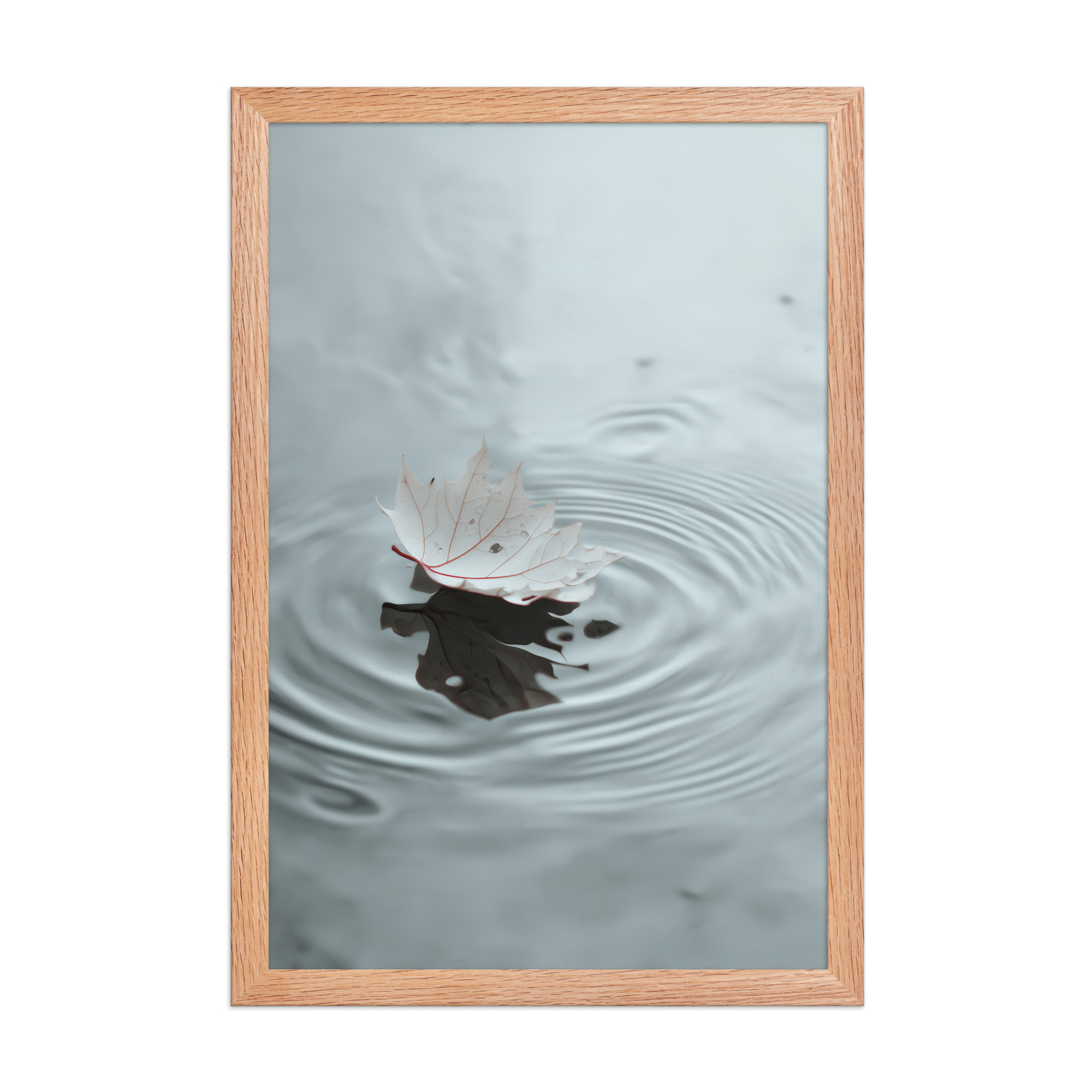 Floating Stillness — Leaf on Water Wall Decor — Framed Poster - Image 12