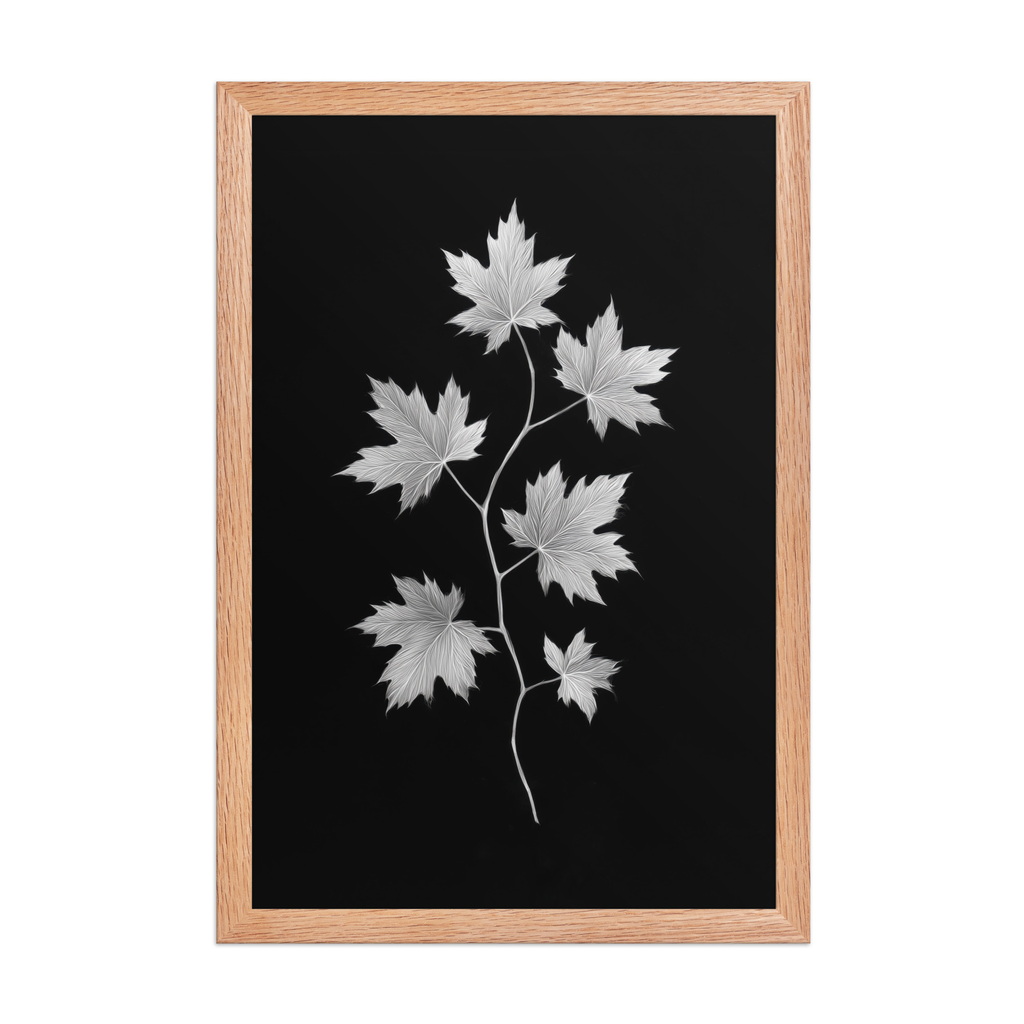 Ivory Veins — Japandi Maple Line Art — Framed Poster - Image 12
