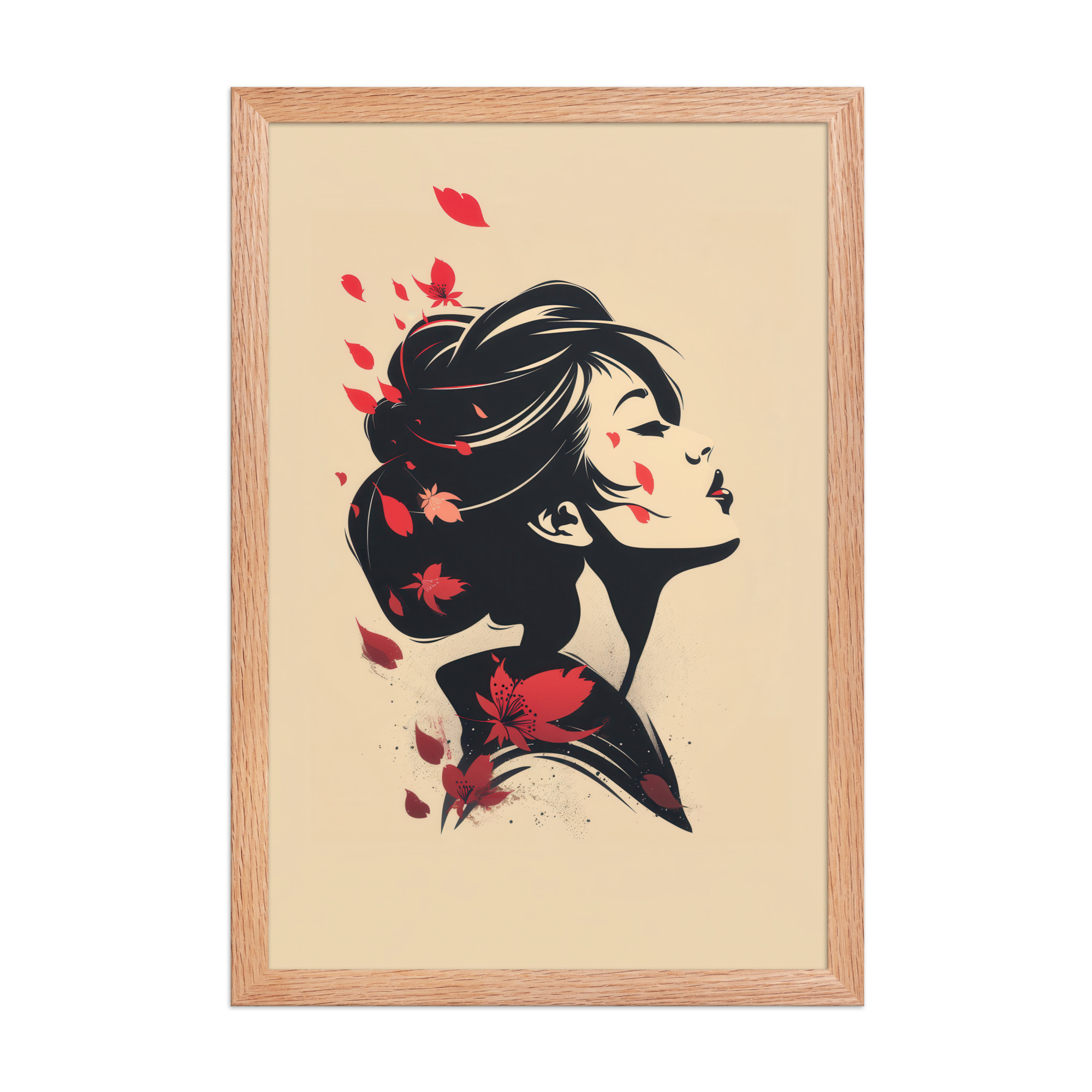 Blossoms in the Wind — Japandi Geisha Minimal Wall Art — Framed Poster - Image 12