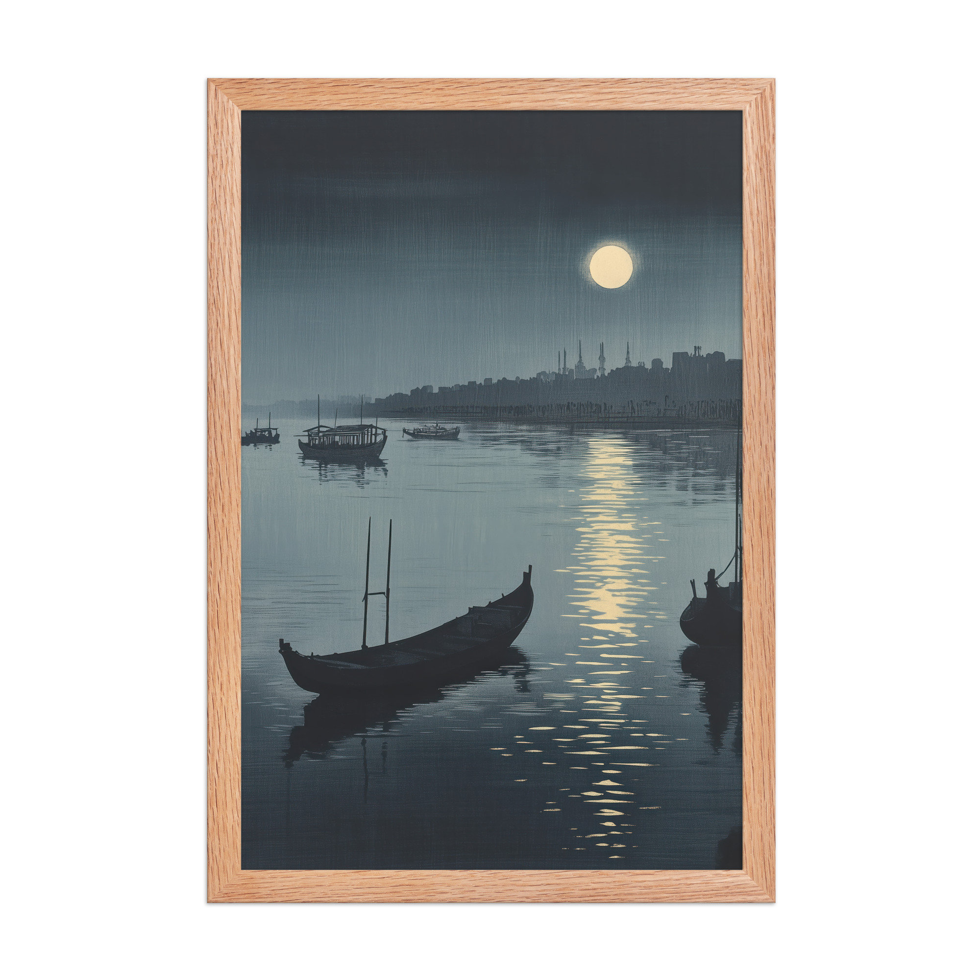 Moonlit Reflection Sumida — River Boats, Nocturne Japanese Landscape Wall Art — Framed Poster - Image 12