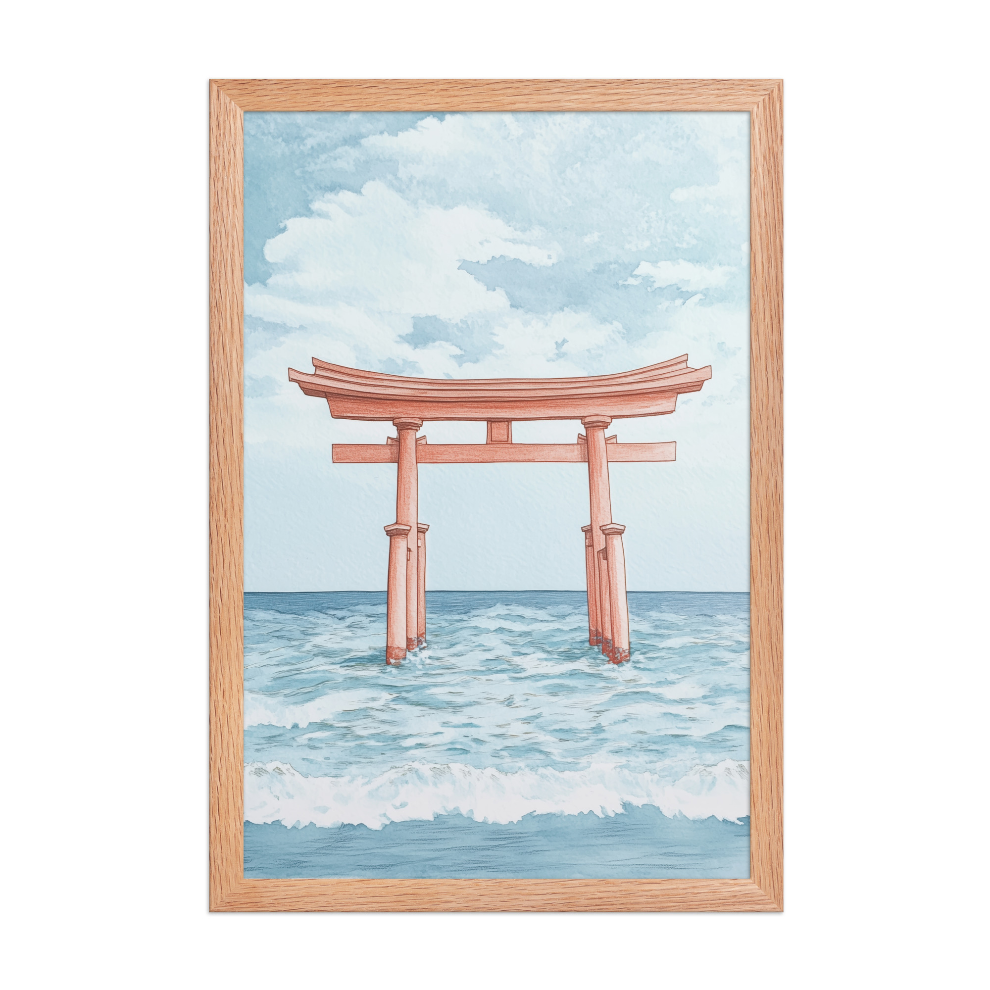 Torii Gate Waves — Coastal Shinto Shrine Wall Decor — Framed Poster - Image 12
