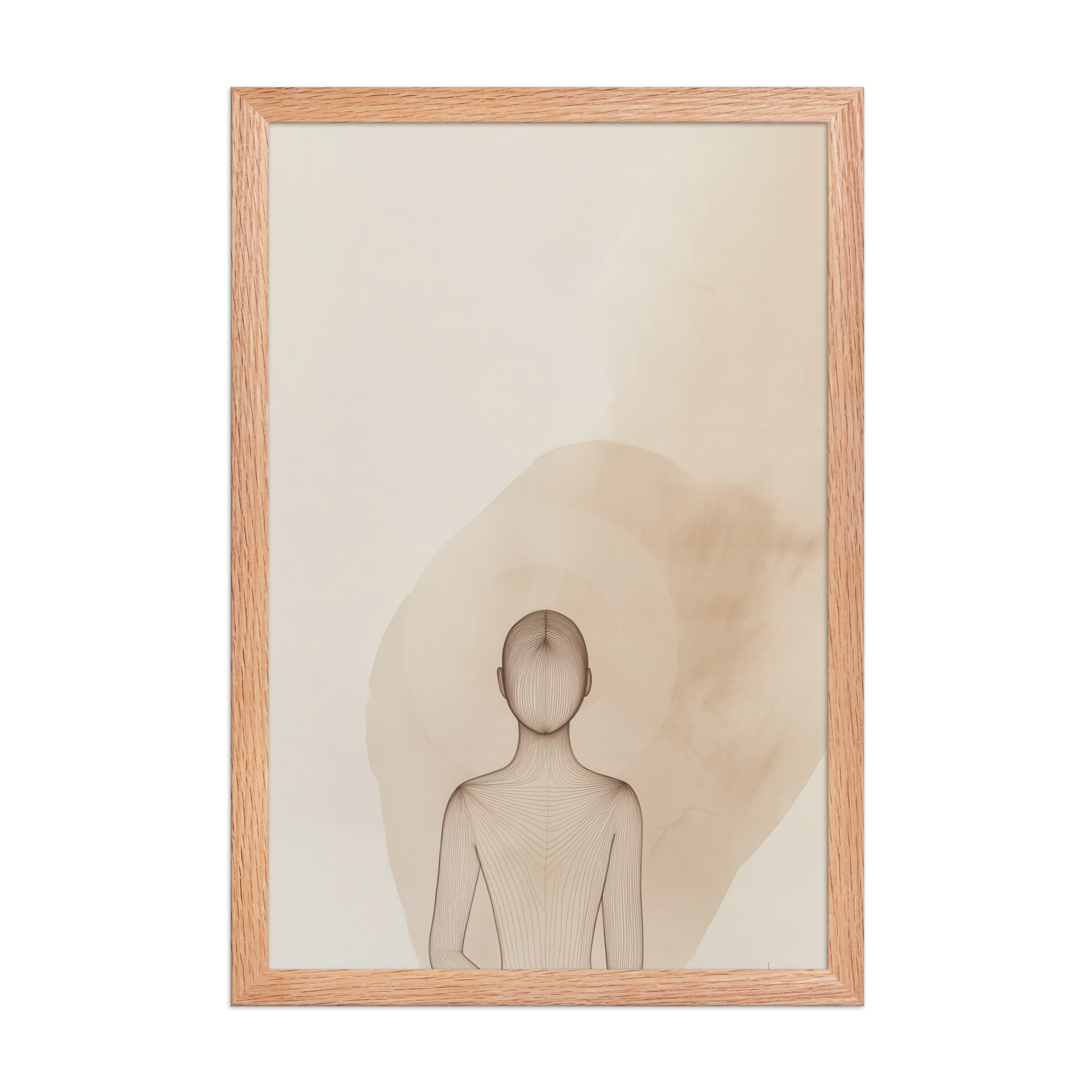 Inner Light – Minimalist Meditation Figure Japandi Wall Art – Framed Poster - Image 12