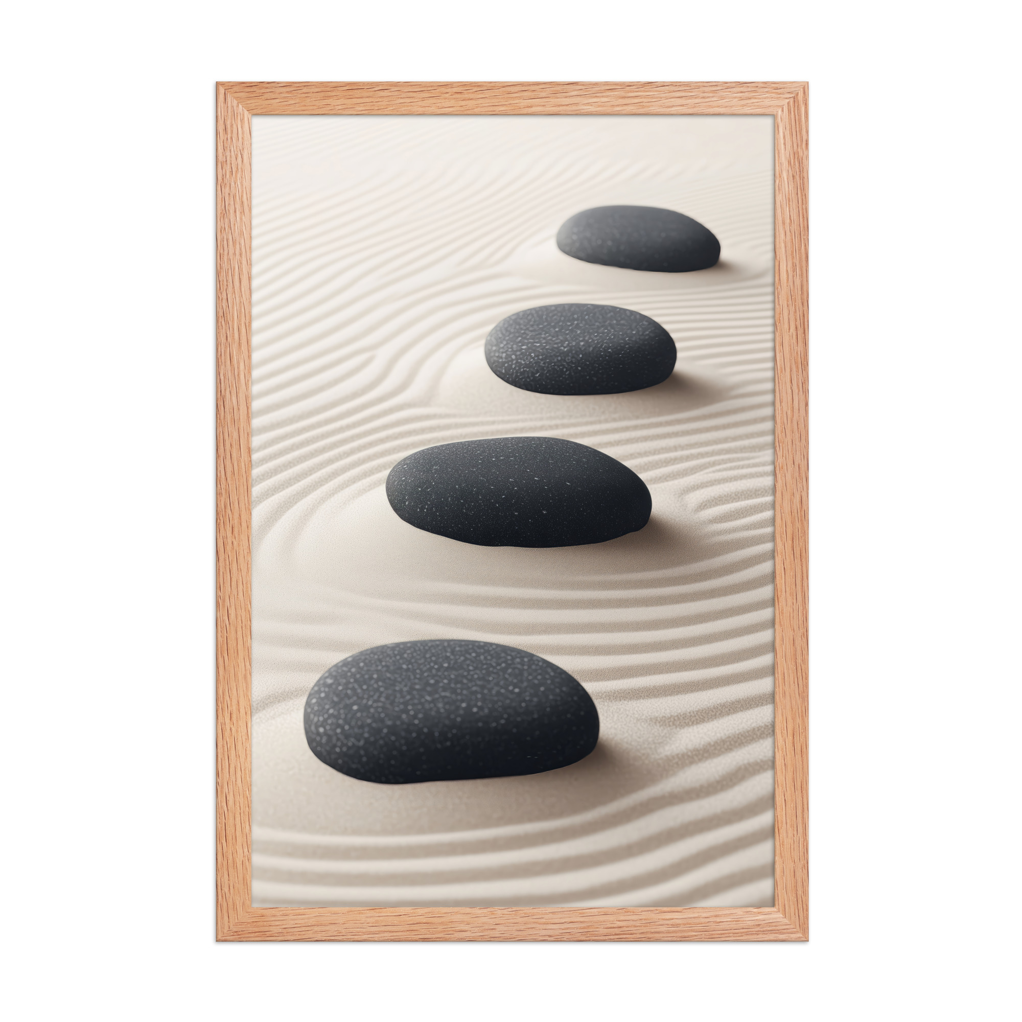 Zen Balance – Charcoal Stones on Sand Minimal Wall Art – Framed Poster - Image 12