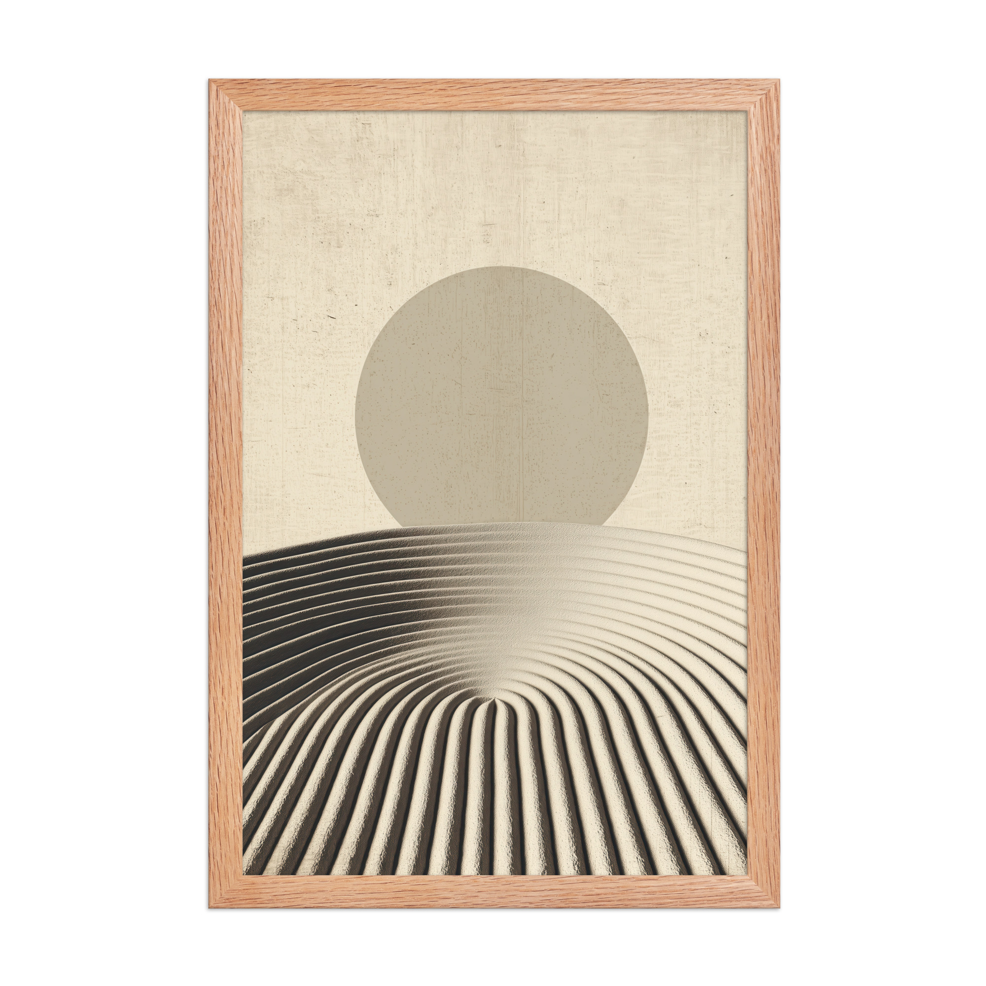 Zen Dune Sun – Raked Sand Dunes with Minimal Sun Wall Art – Framed Poster - Image 12
