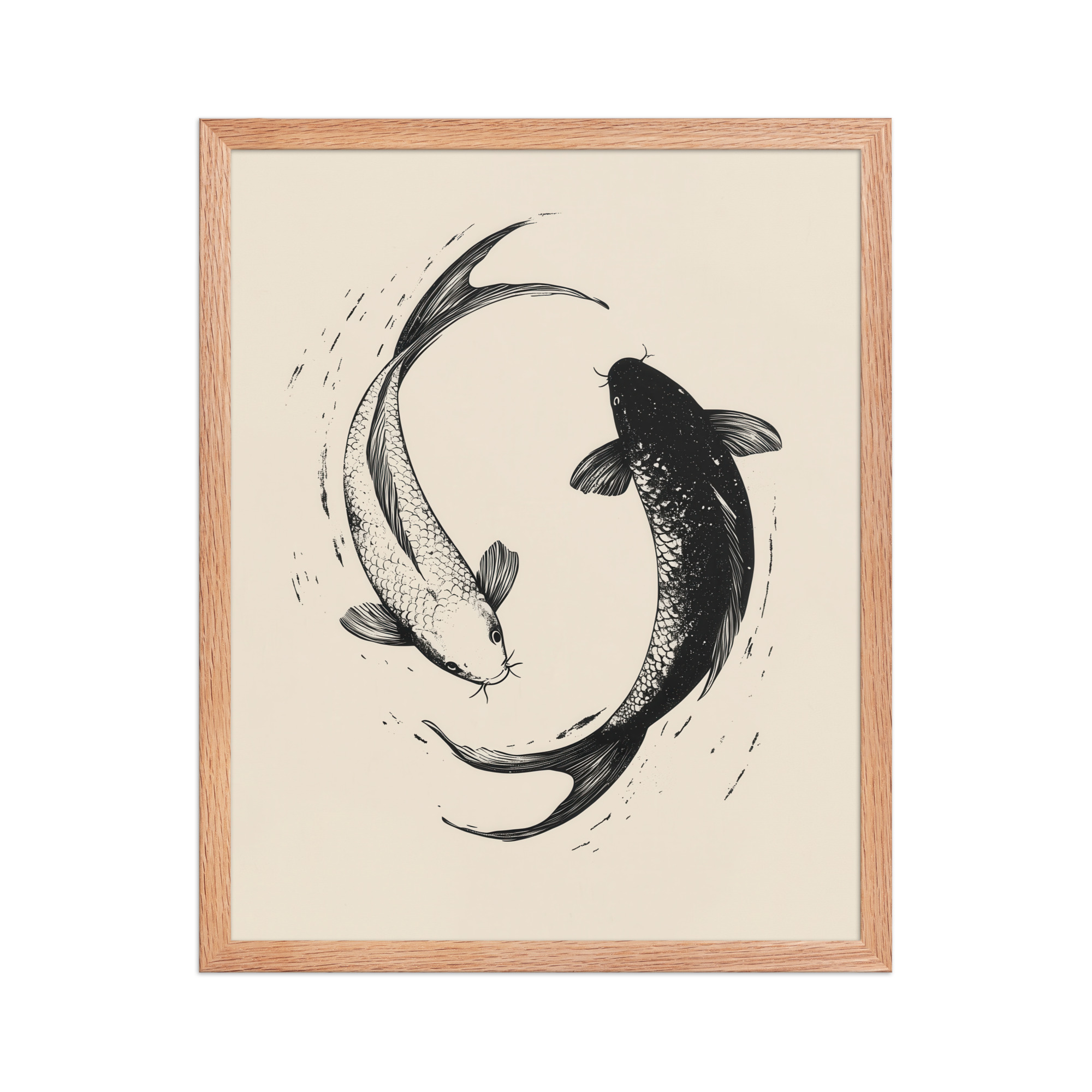 Yin and Yang Koi Flow — Minimal Ink Koi Art — Framed Poster - Image 11
