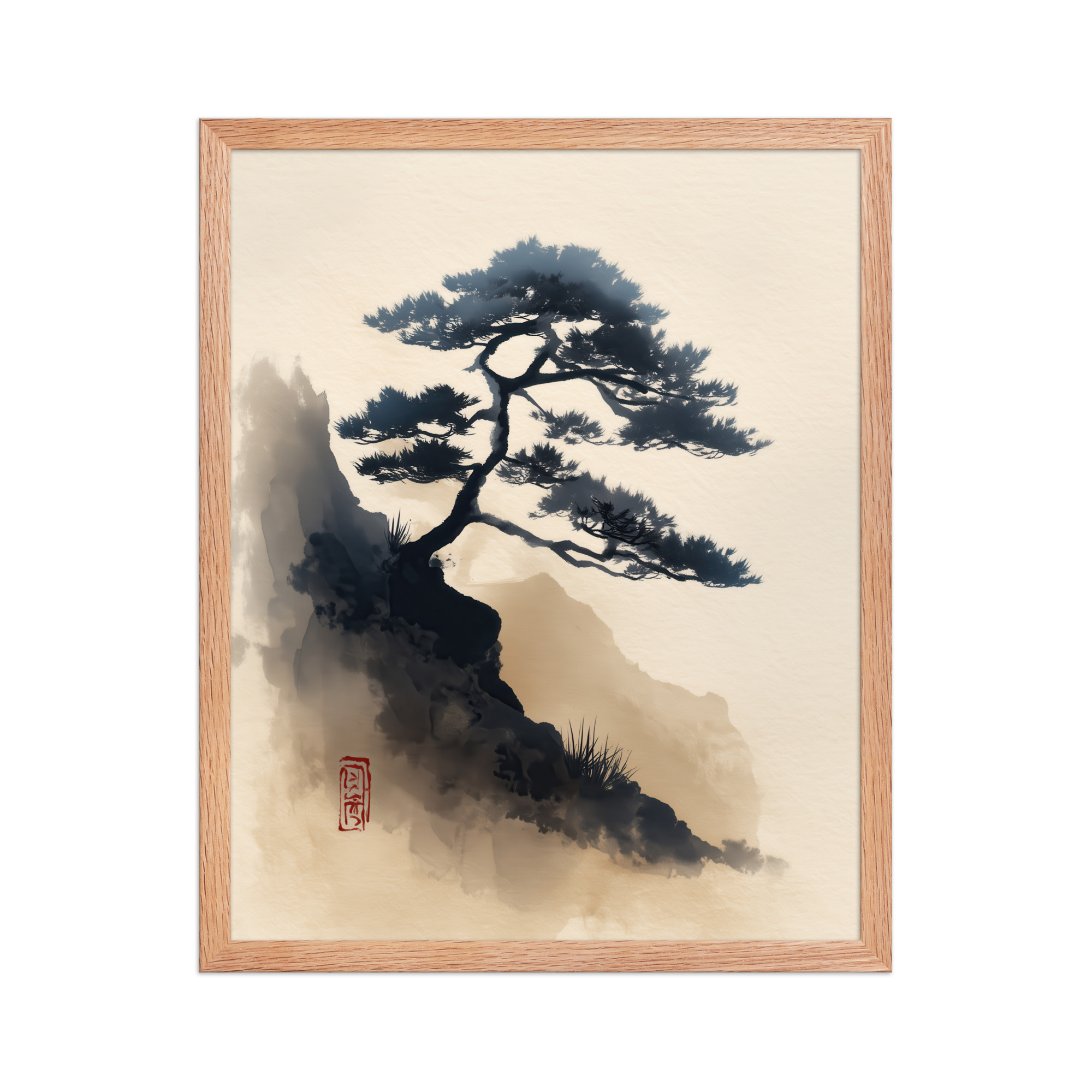 Mountain Pine in Soft Ink — Sumi-e Japanese Landscape Wall Decor — Framed Poster - Image 11