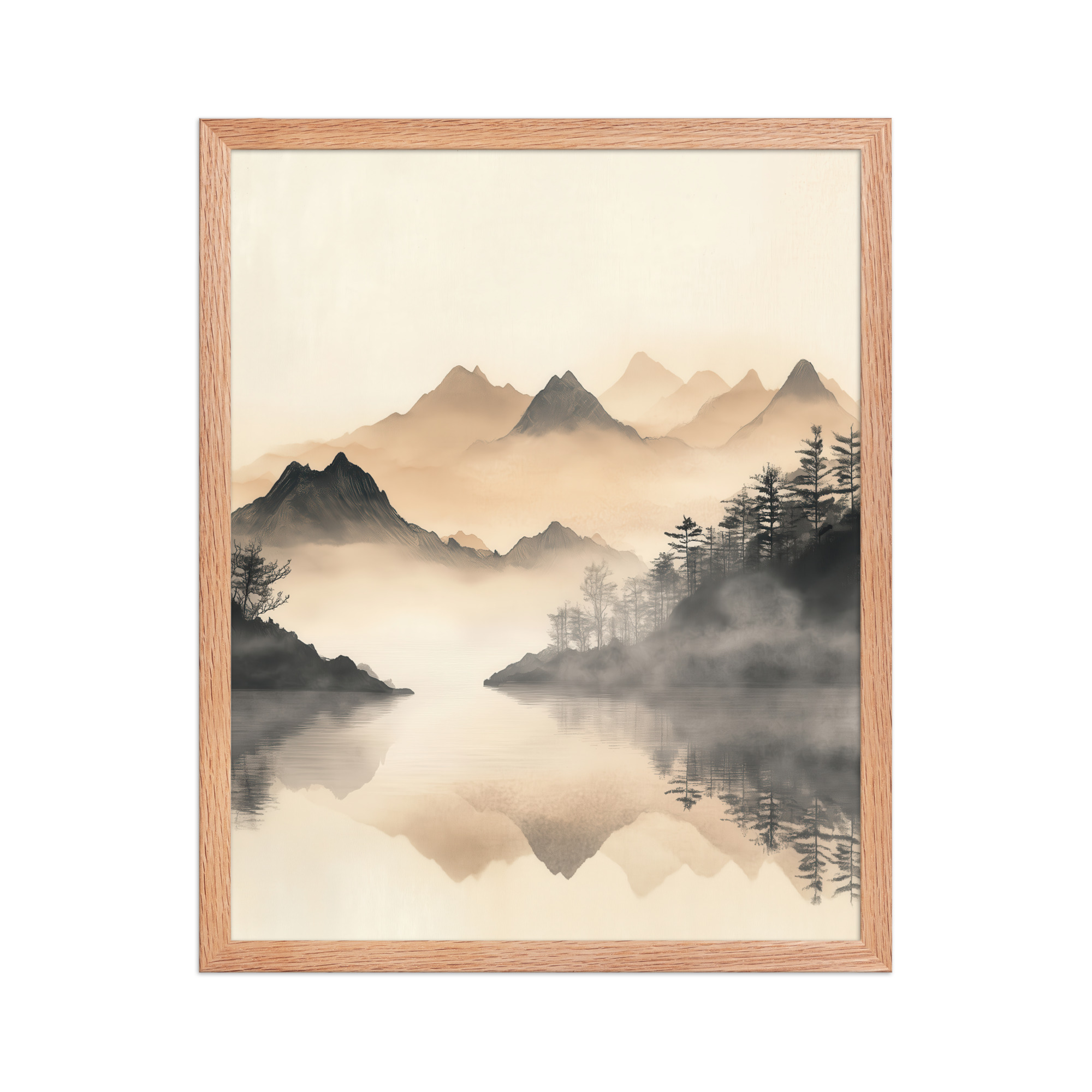 Misty Mountain Reflection — Japandi Lake Landscape Wall Decor — Framed Poster - Image 11
