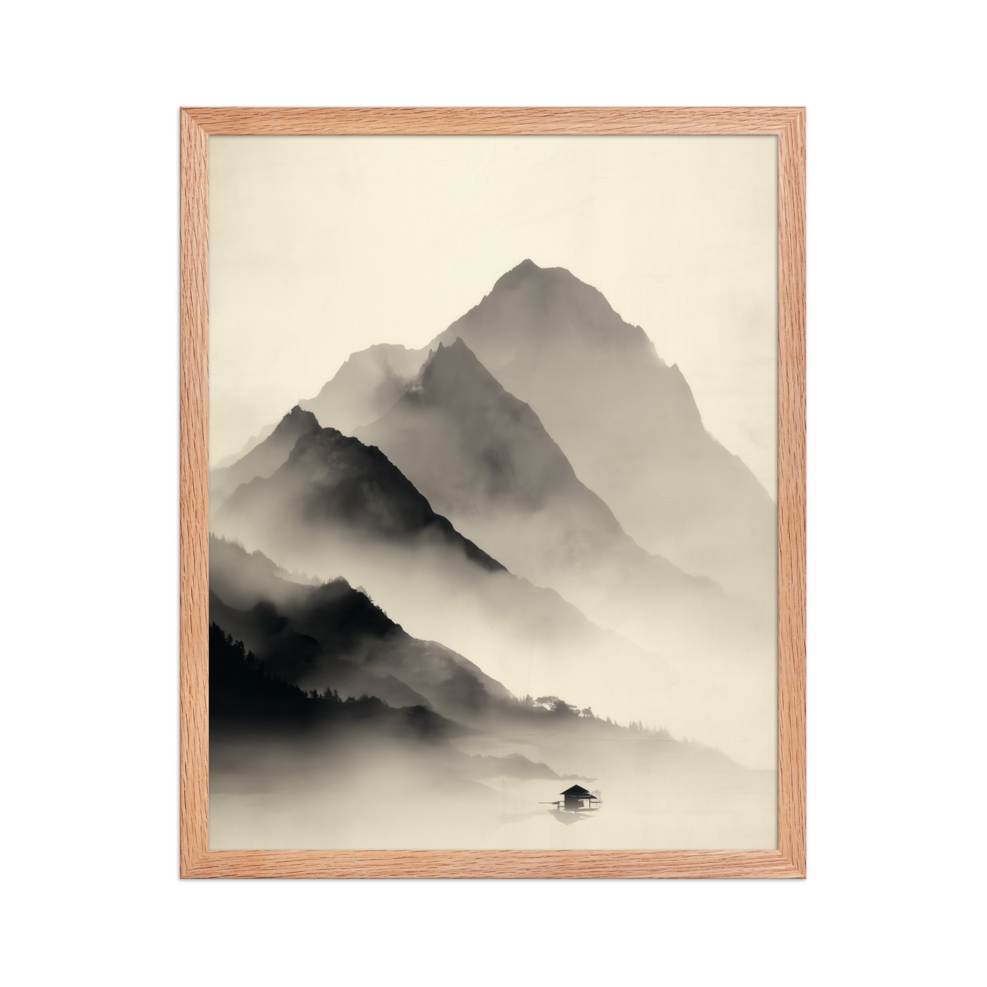 Misty Mountain Layers — Neutral Japandi Landscape Wall Art — Framed Poster - Image 11