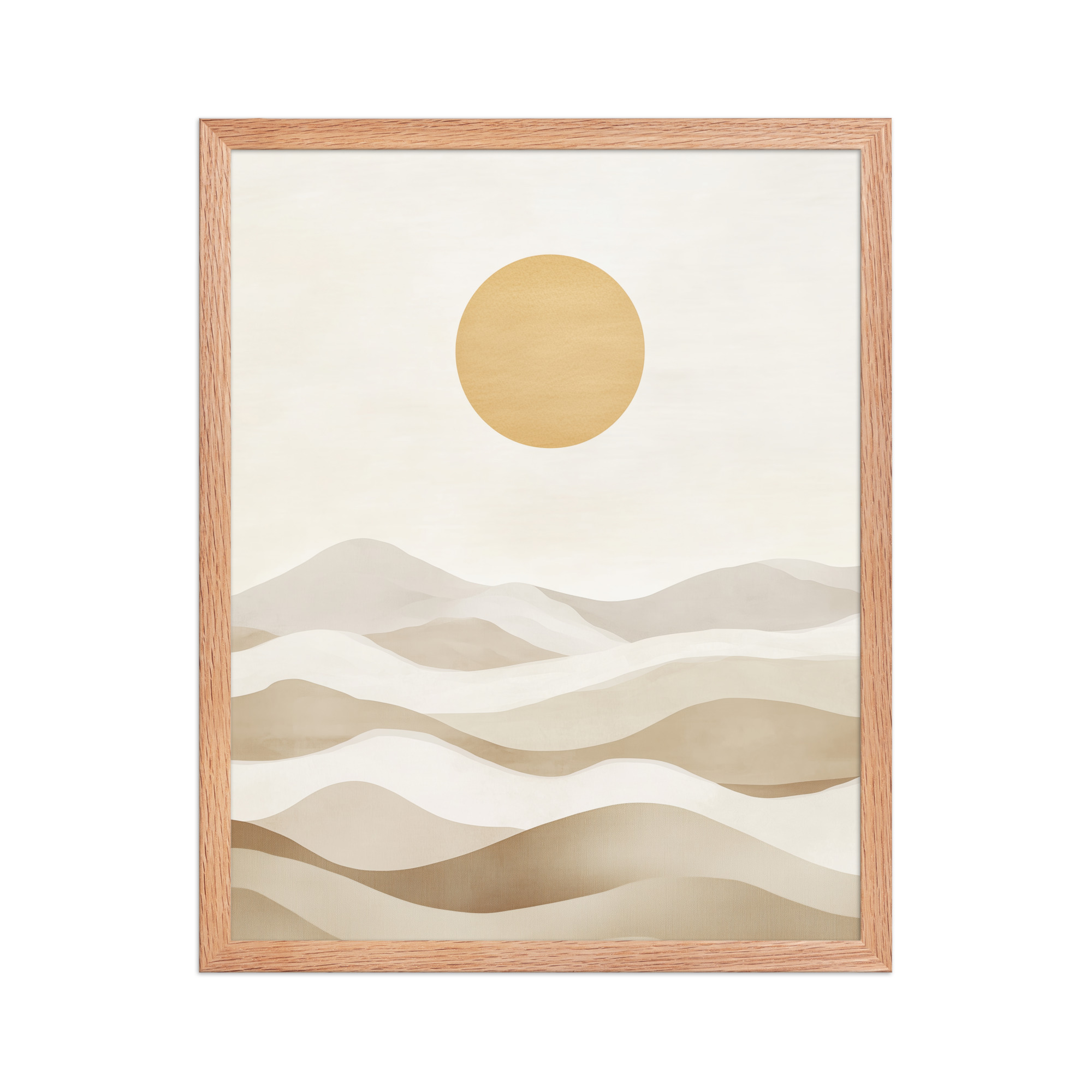 Minimal Dunes and Golden Sun — Japandi Desert Landscape Wall Decor — Framed Poster - Image 11