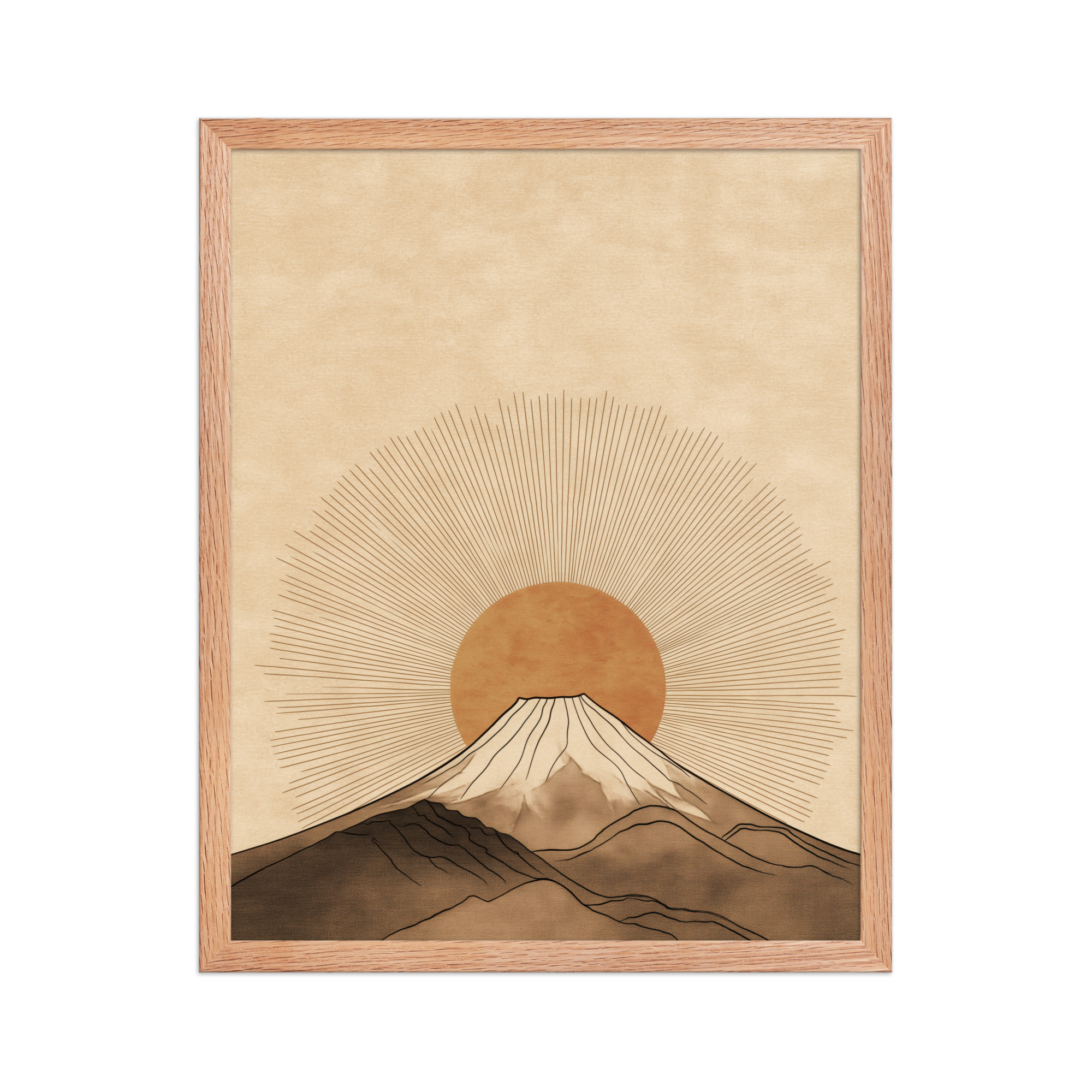 Fuji Radiance — Japandi Sunburst Mountain Wall Art — Framed Poster - Image 9