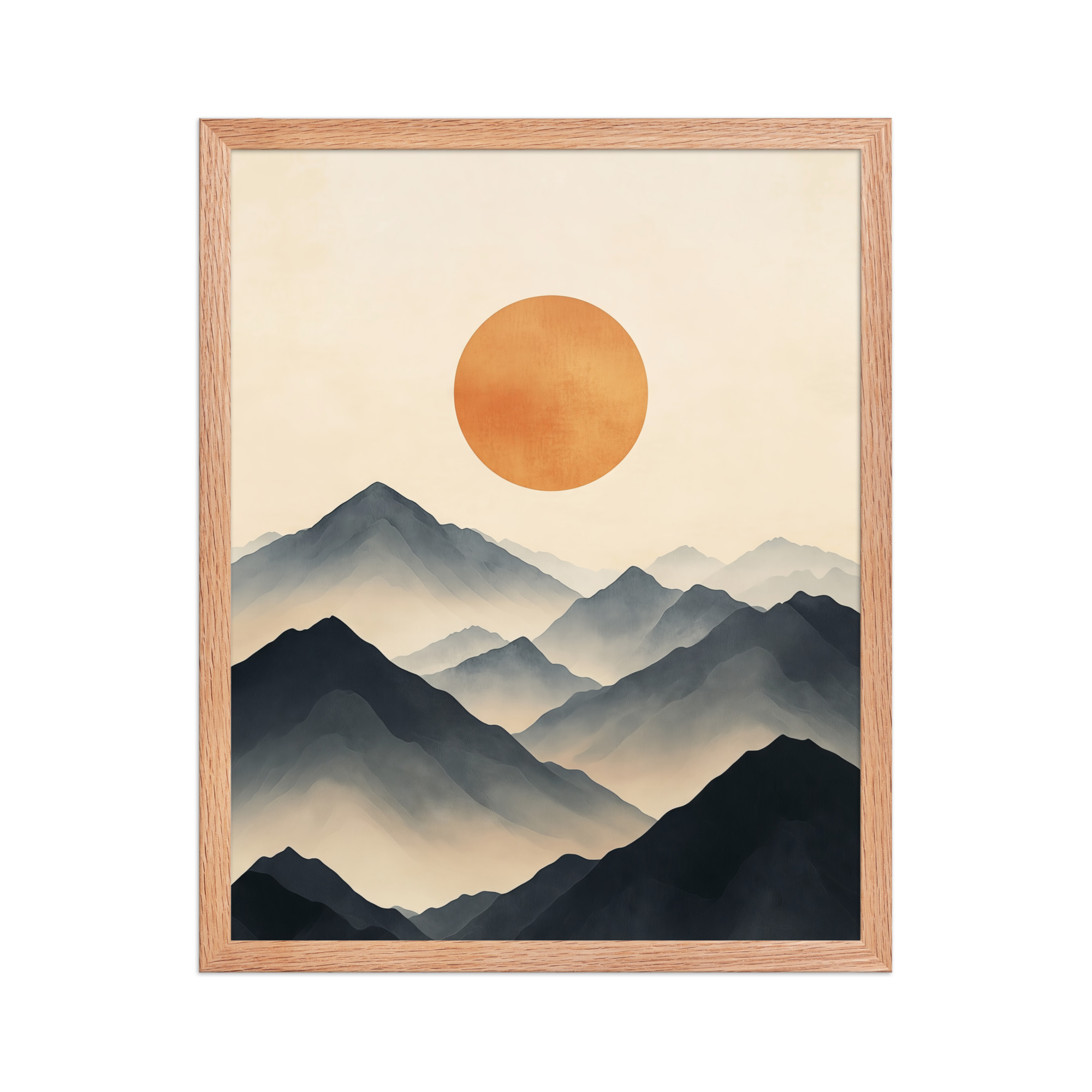 Layered Serenity — Neutral Misty Mountains Wall Decor — Framed Poster - Image 11