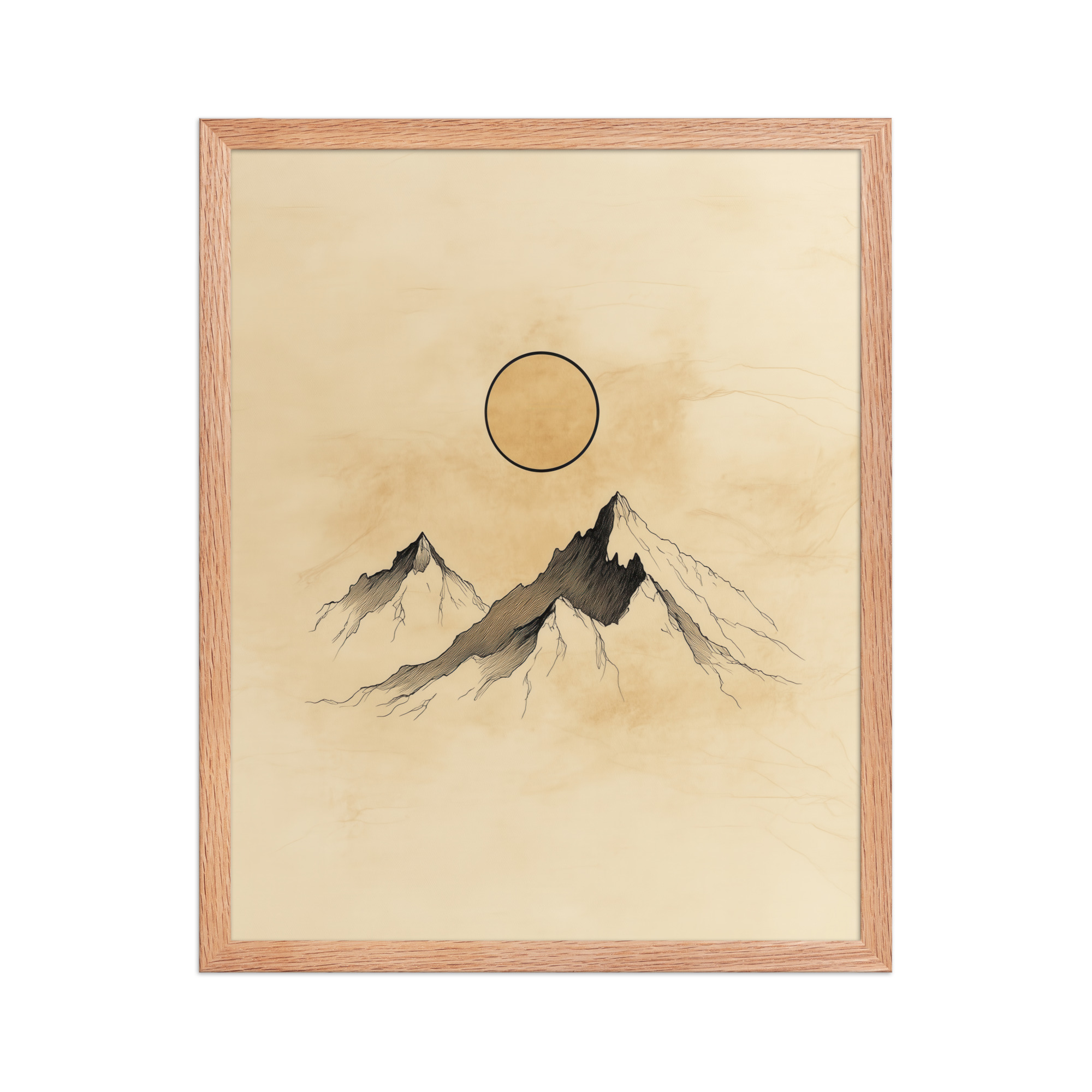 Twin Peaks and Silent Sun — Minimal Ink Mountain Study Landscape Art — Framed Poster - Image 11