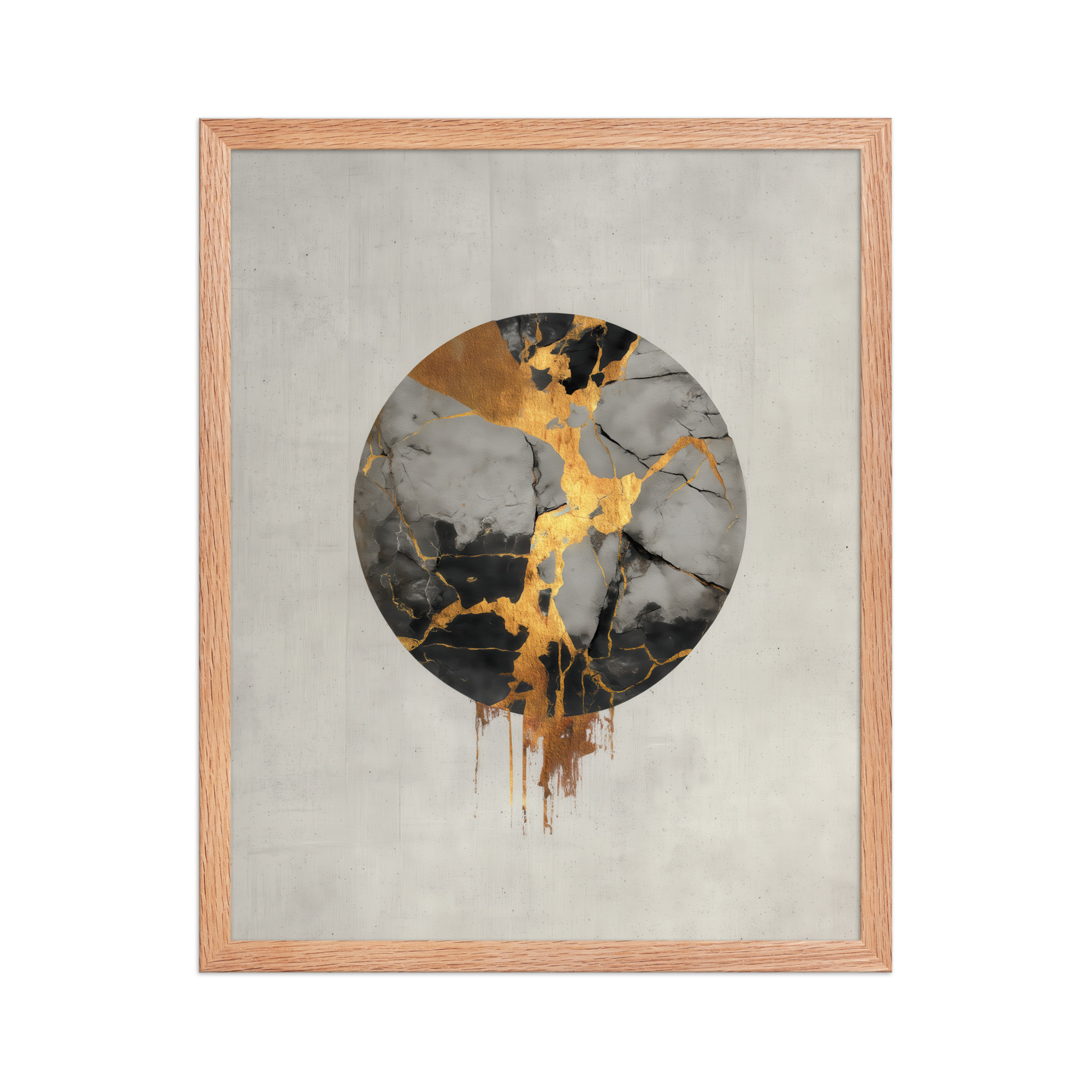 Broken Circle Golden Soul — Kintsugi Marble Circle Art with Gold Veins — Framed Poster - Image 12