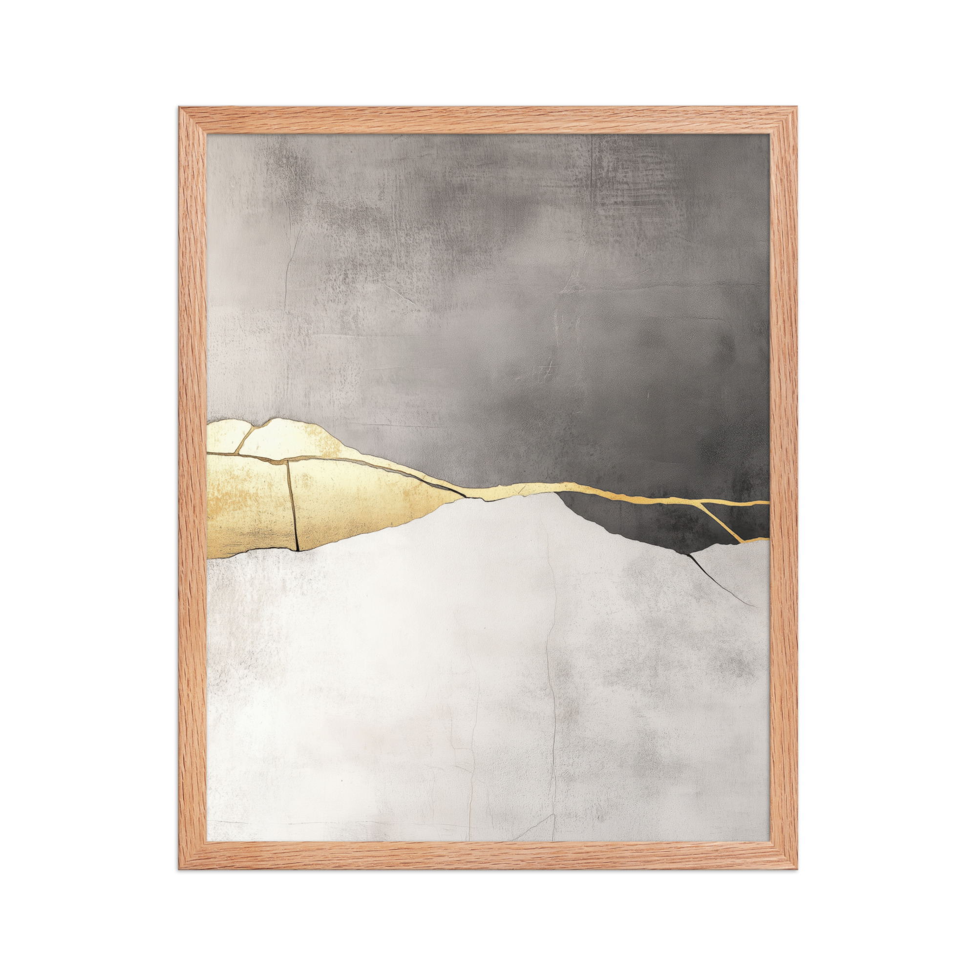Cracked Harmony — Kintsugi Horizon Abstract with Gold Seam Wall Decor — Framed Poster - Image 9