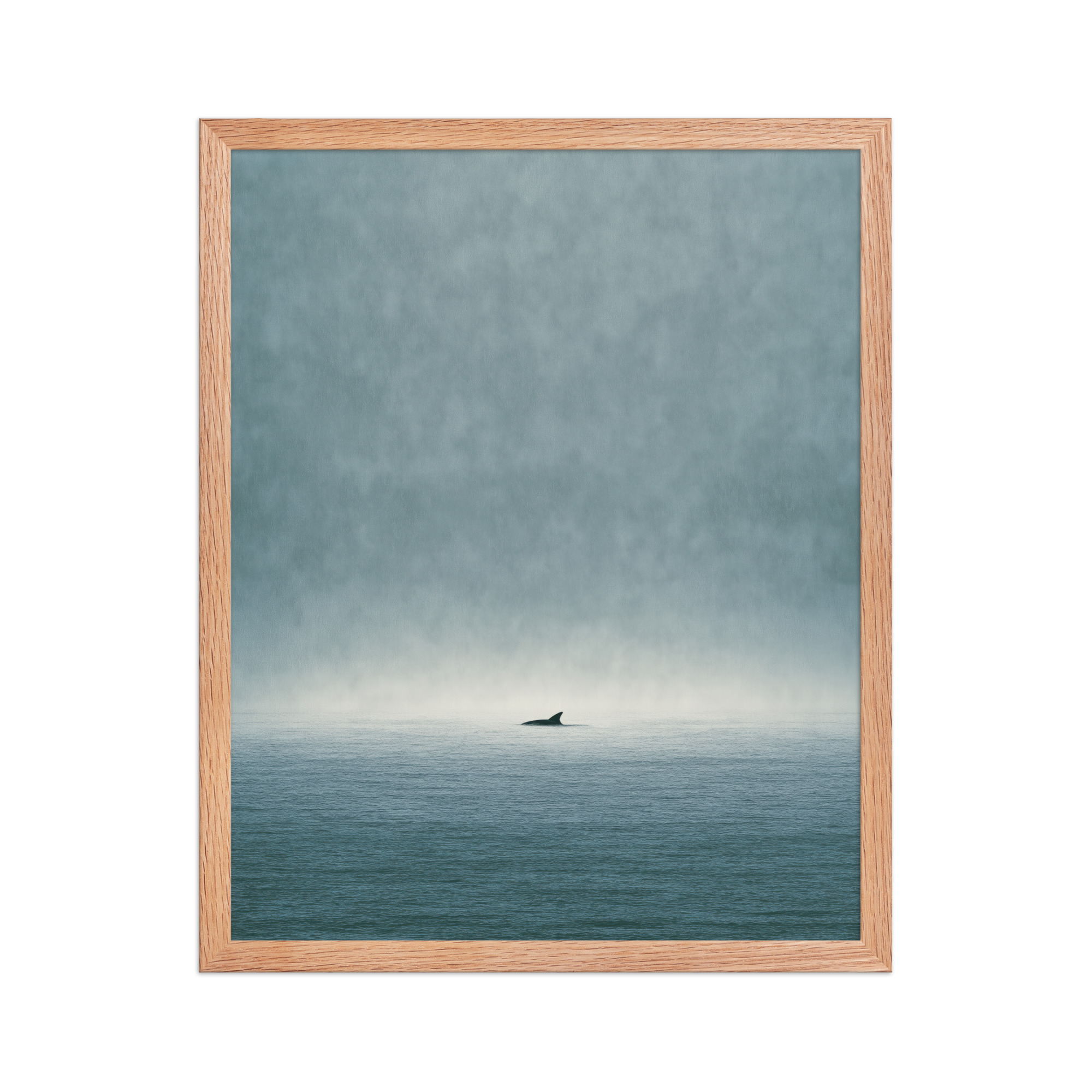 Solitary Horizon – Ocean Whale Minimal Wall Art in Misty Blues — Framed Poster - Image 9