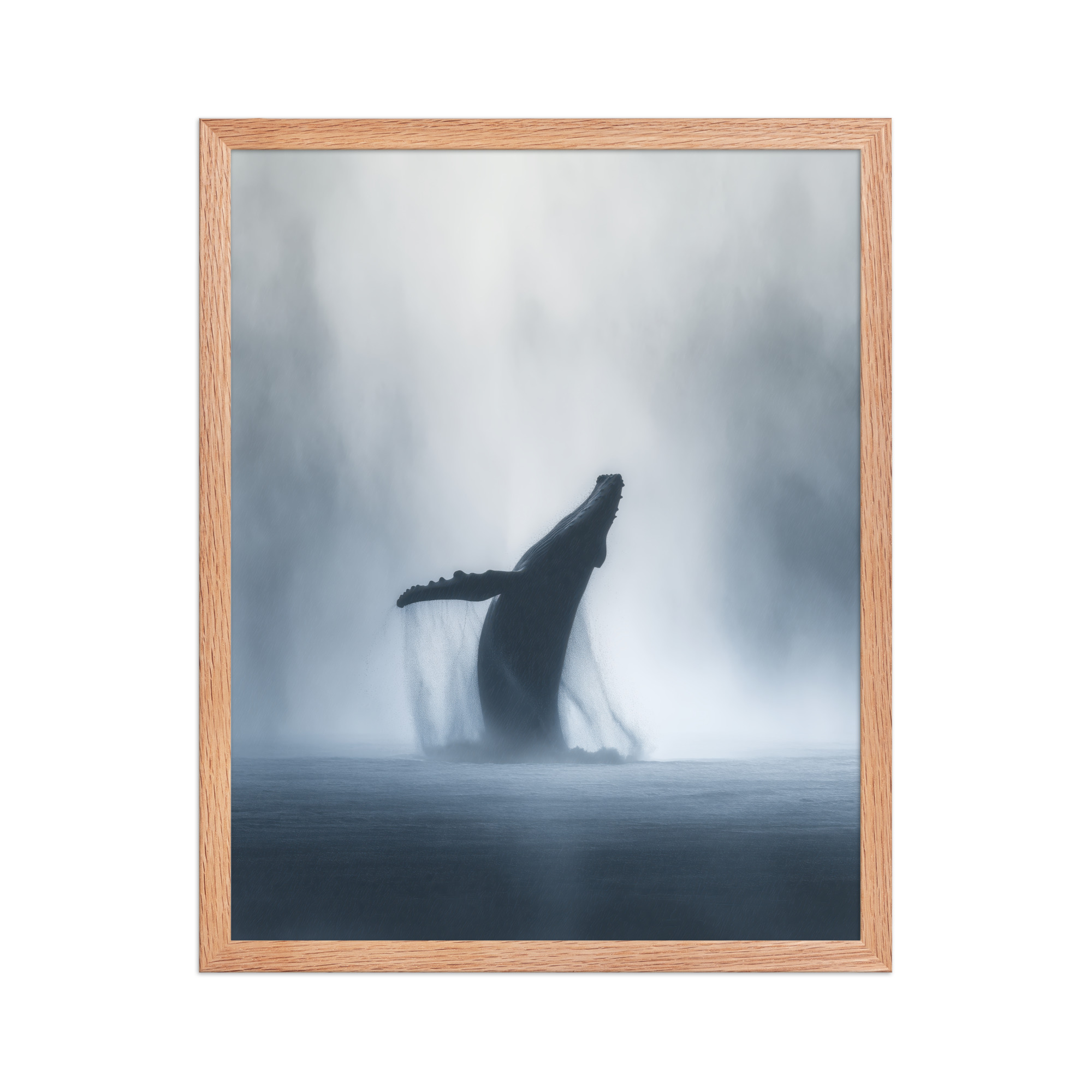 Whale in the Mist — Humpback Breach in Foggy Seascape Wall Decor — Framed Poster - Image 13