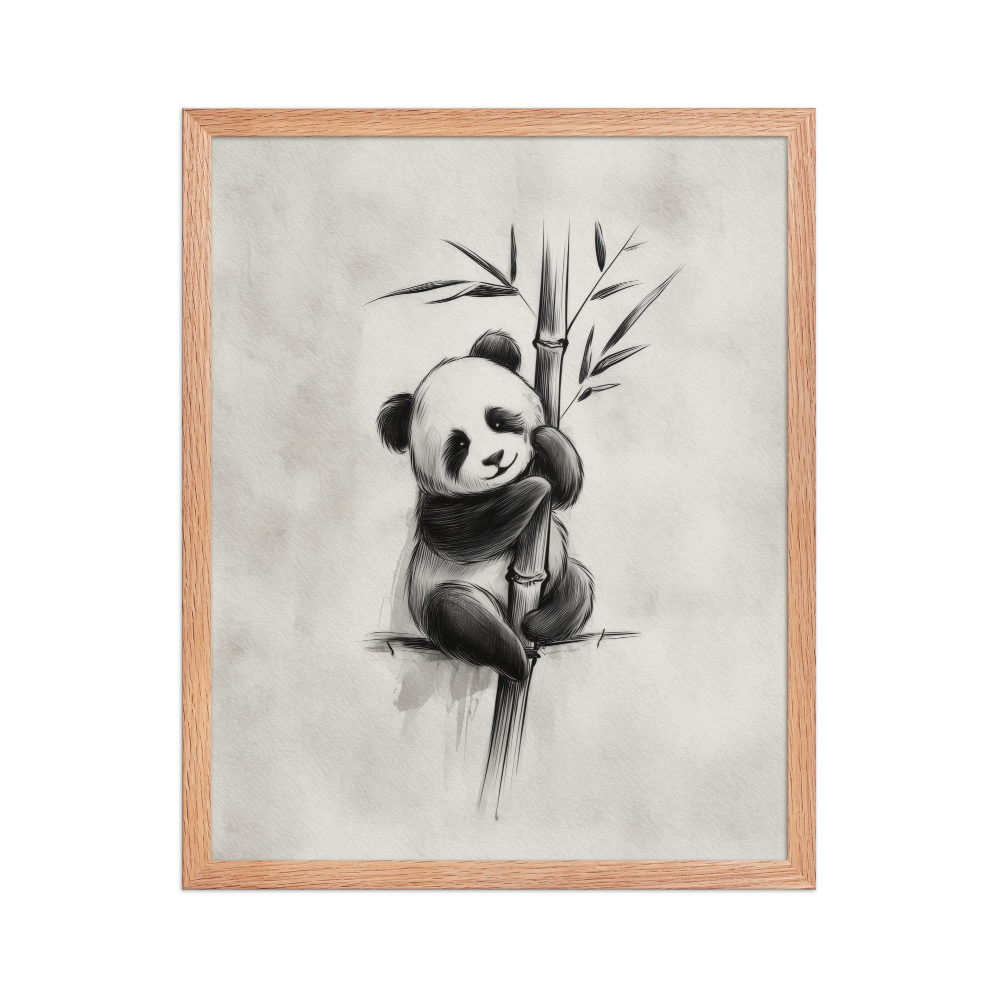 Gentle Hug on Bamboo — Panda Ink Illustration in Black & White Wall Decor — Framed Poster - Image 13