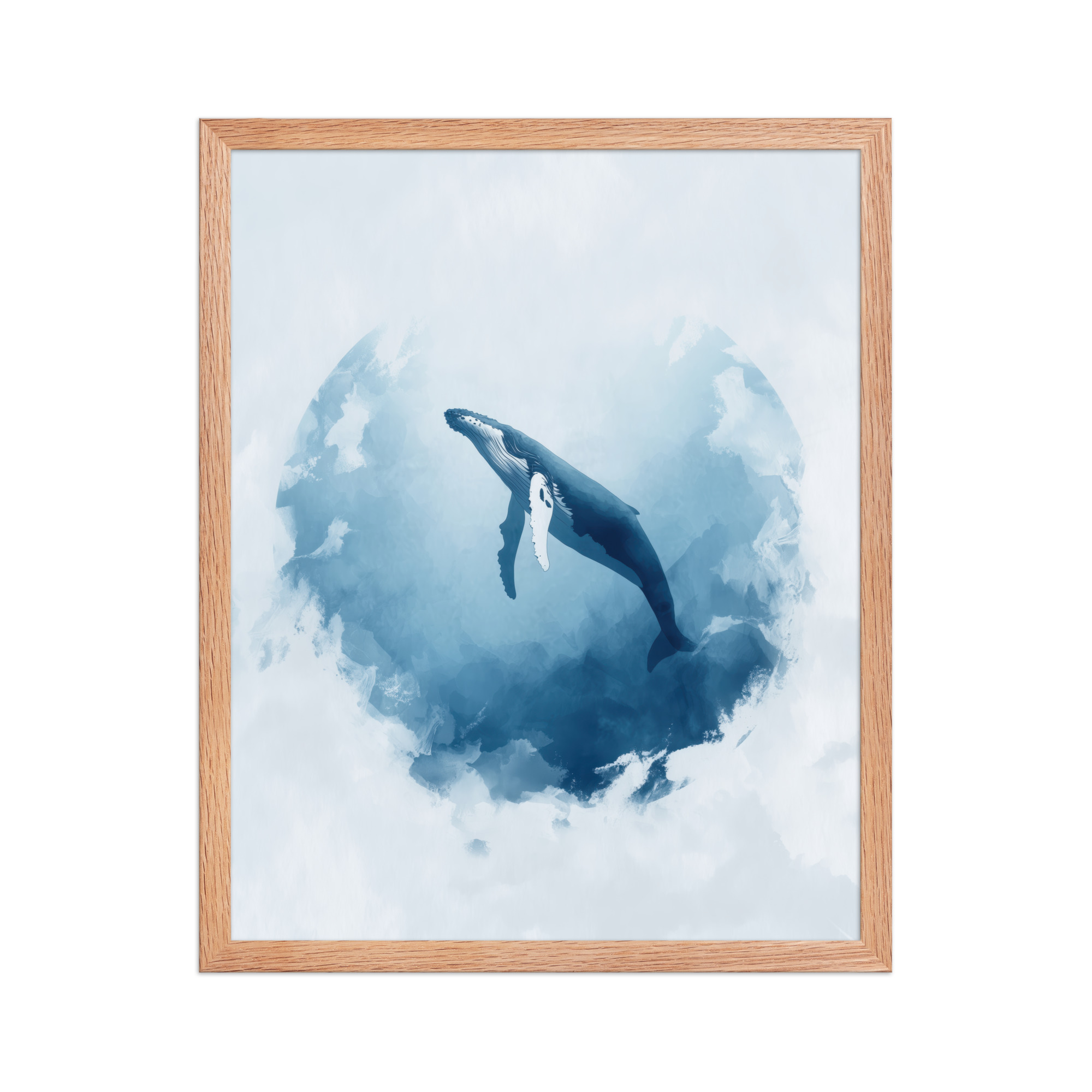 Ocean Heart — Humpback Whale in Dreamy Blue Watercolor Wall Art — Framed Poster - Image 10