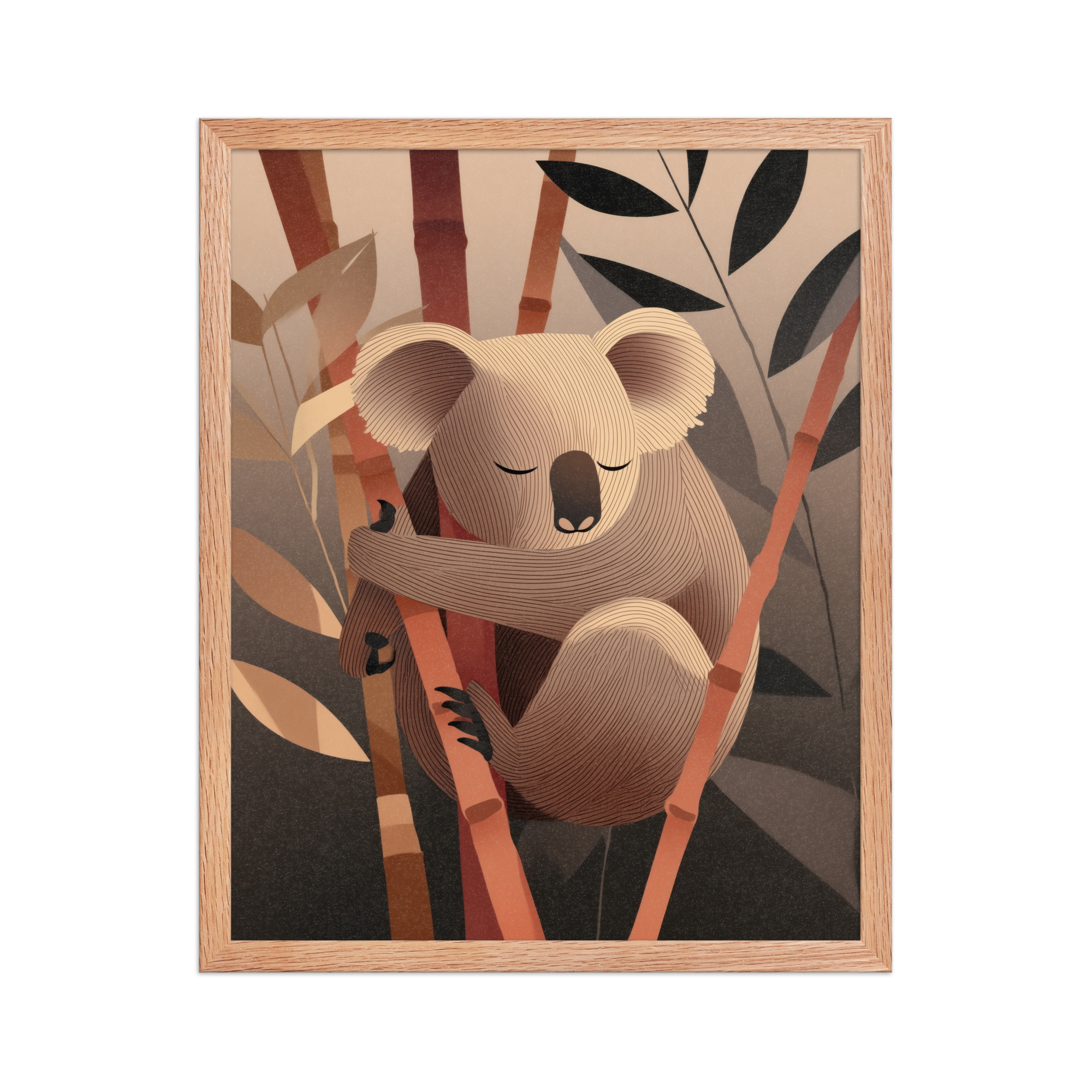 Koala Dreams in Bamboo — Minimal Sleeping Koala in Warm Tones Wall Decor — Framed Poster - Image 13